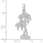 De-Ani Sterling Silver Rhodium-Plated Polished and Textured Double Palm Tree Pendant