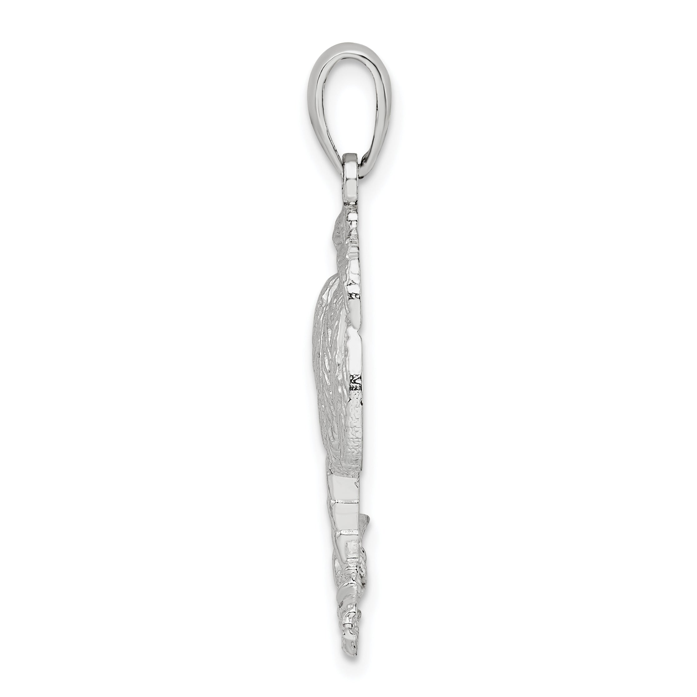 De-Ani Sterling Silver Rhodium-Plated Polished and Textured Palm Tree Pendant Secondary image