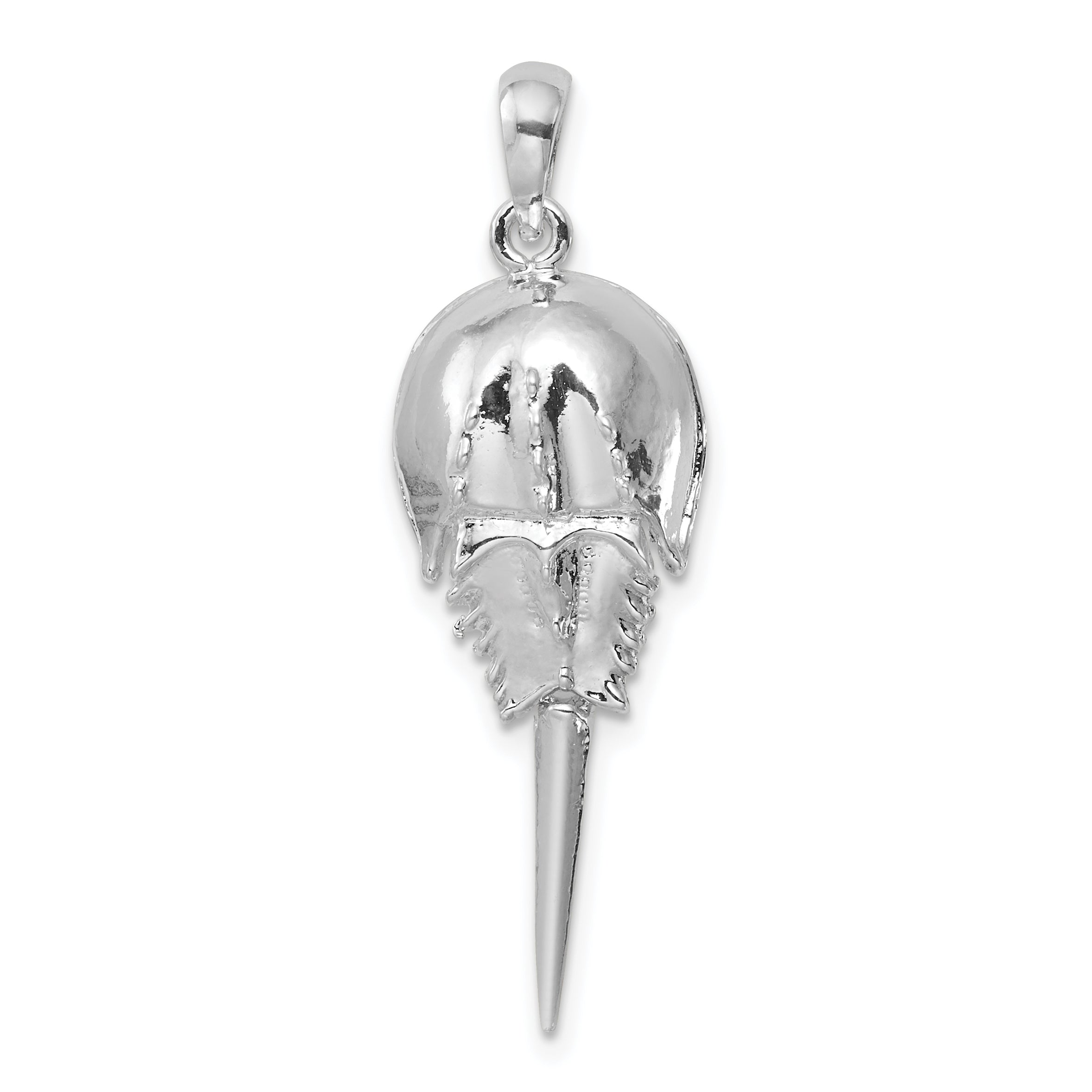 De-Ani Sterling Silver Rhodium-Plated Polished Moving Tail Horse Shoe Crab Pendant Main image