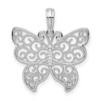 De-Ani Sterling Silver Rhodium-Plated Polished Filigree Wing Butterfly Pendant