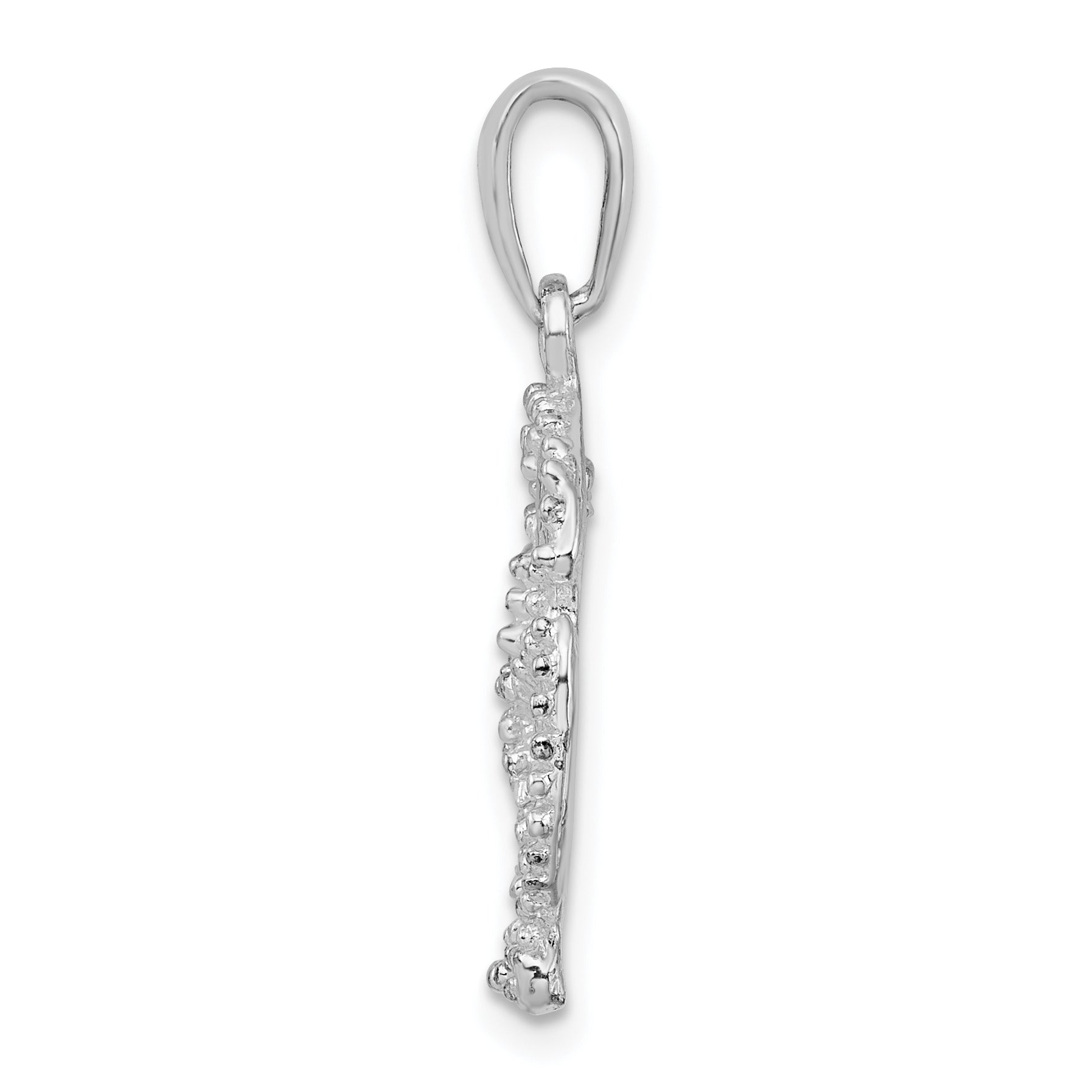 De-Ani Sterling Silver Rhodium-Plated Polished and Textured Sand Dollar Pendant Secondary image