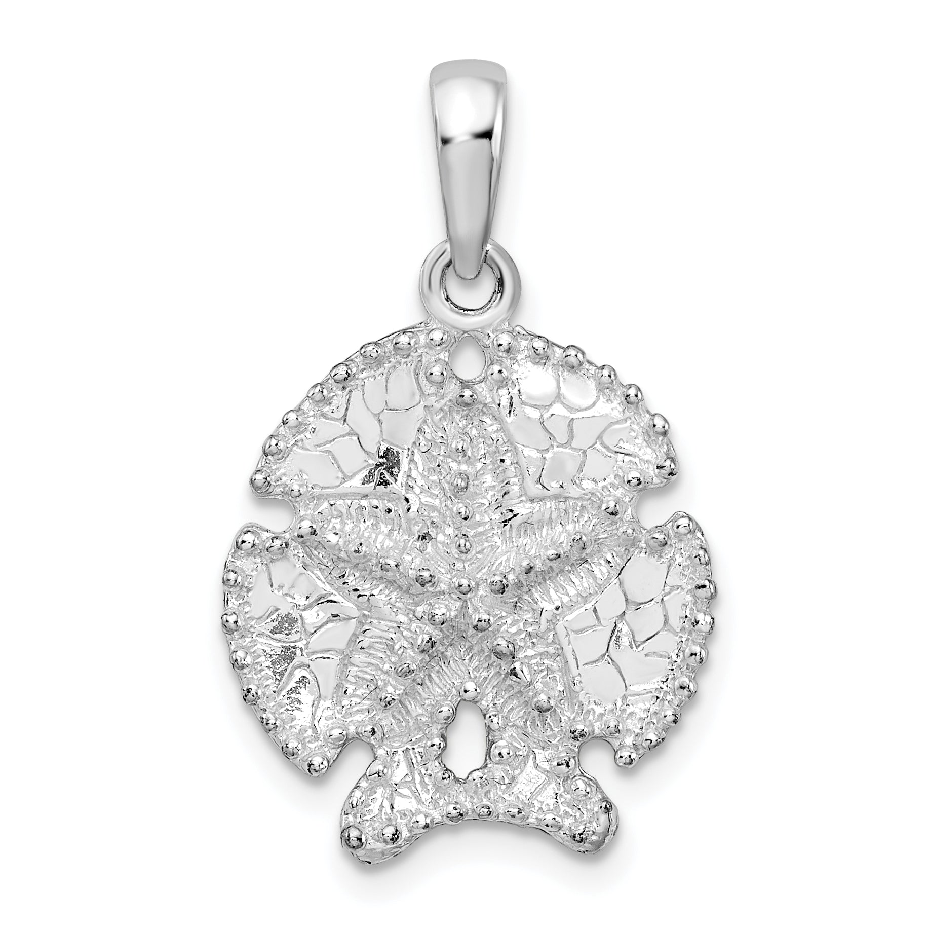 De-Ani Sterling Silver Rhodium-Plated Polished and Textured Sand Dollar Pendant Main image
