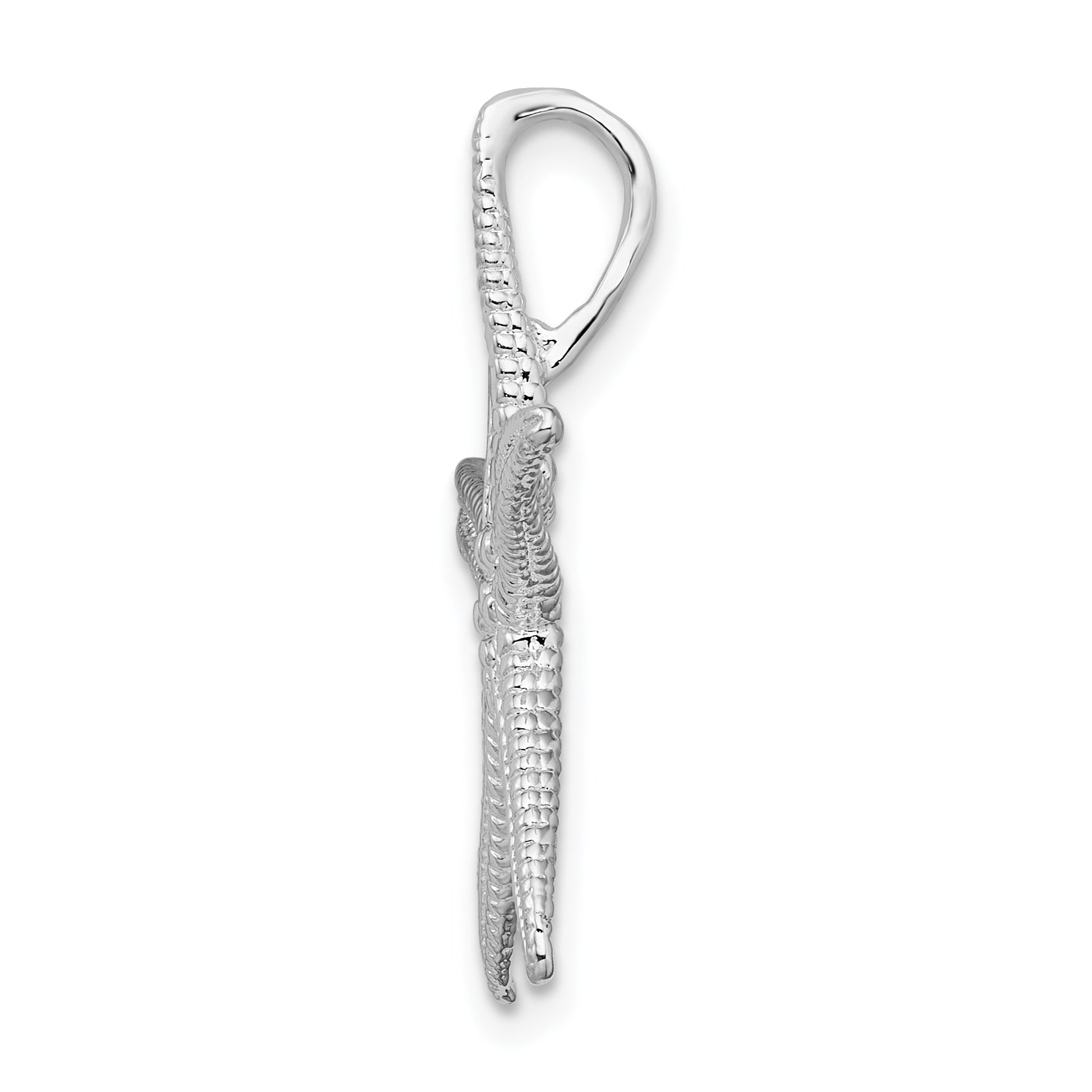 De-Ani Sterling Silver Rhodium-Plated Polished and Textured Starfish Slide Secondary image