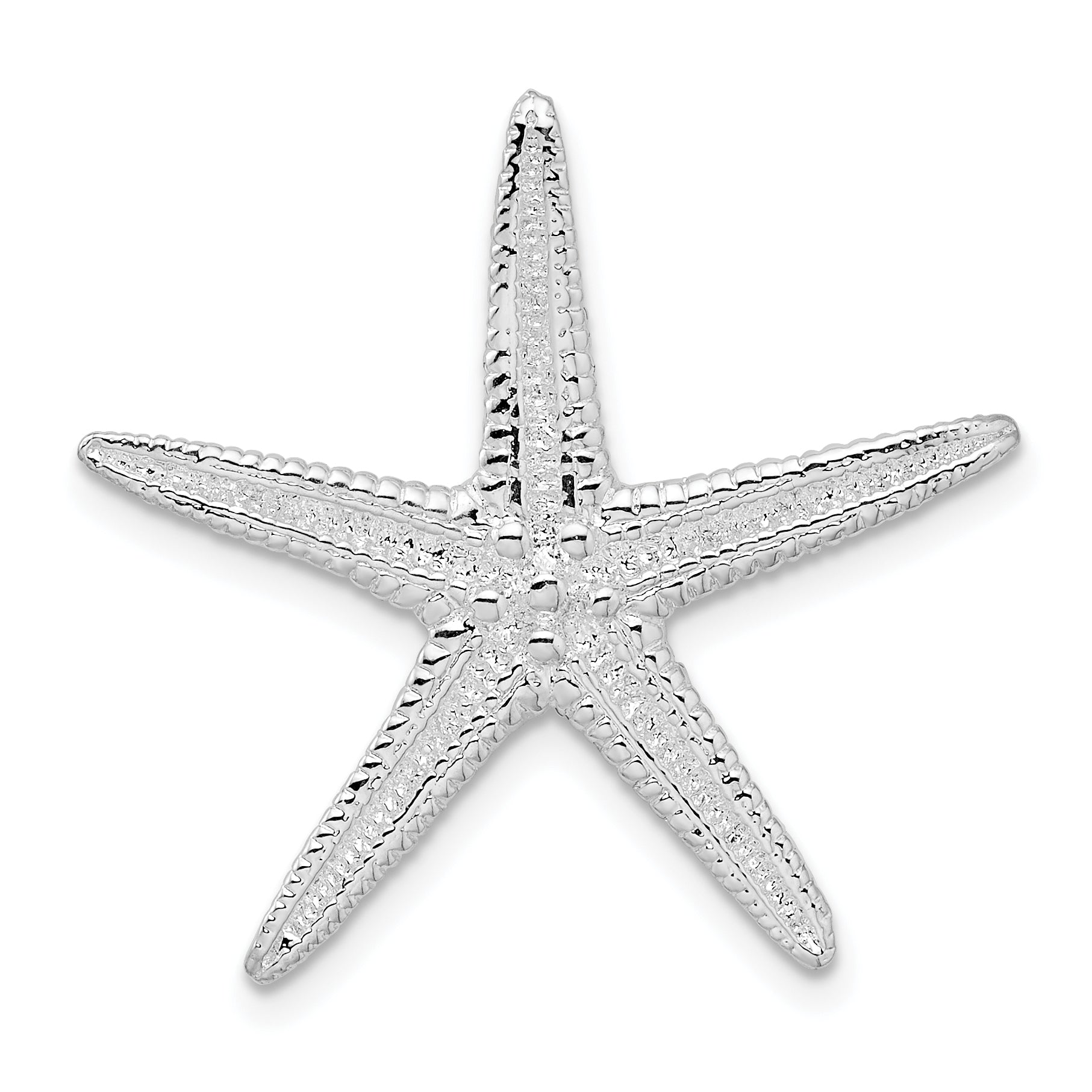 De-Ani Sterling Silver Rhodium-Plated Polished and Textured Starfish Slide Main image