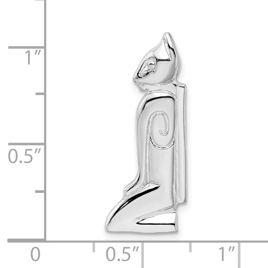De-Ani Sterling Silver Rhodium-Plated Polished Marco Island Cat Slide