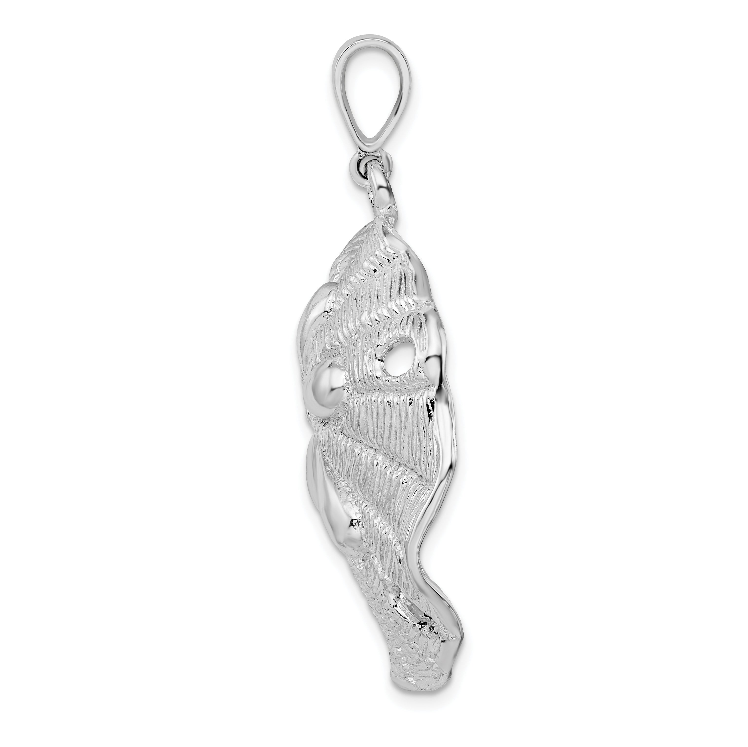 De-Ani Sterling Silver Rhodium-Plated Polished and Textured Beveled Sand Dollar Pendant Secondary image