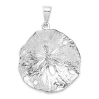 De-Ani Sterling Silver Rhodium-Plated Polished and Textured Beveled Sand Dollar Pendant
