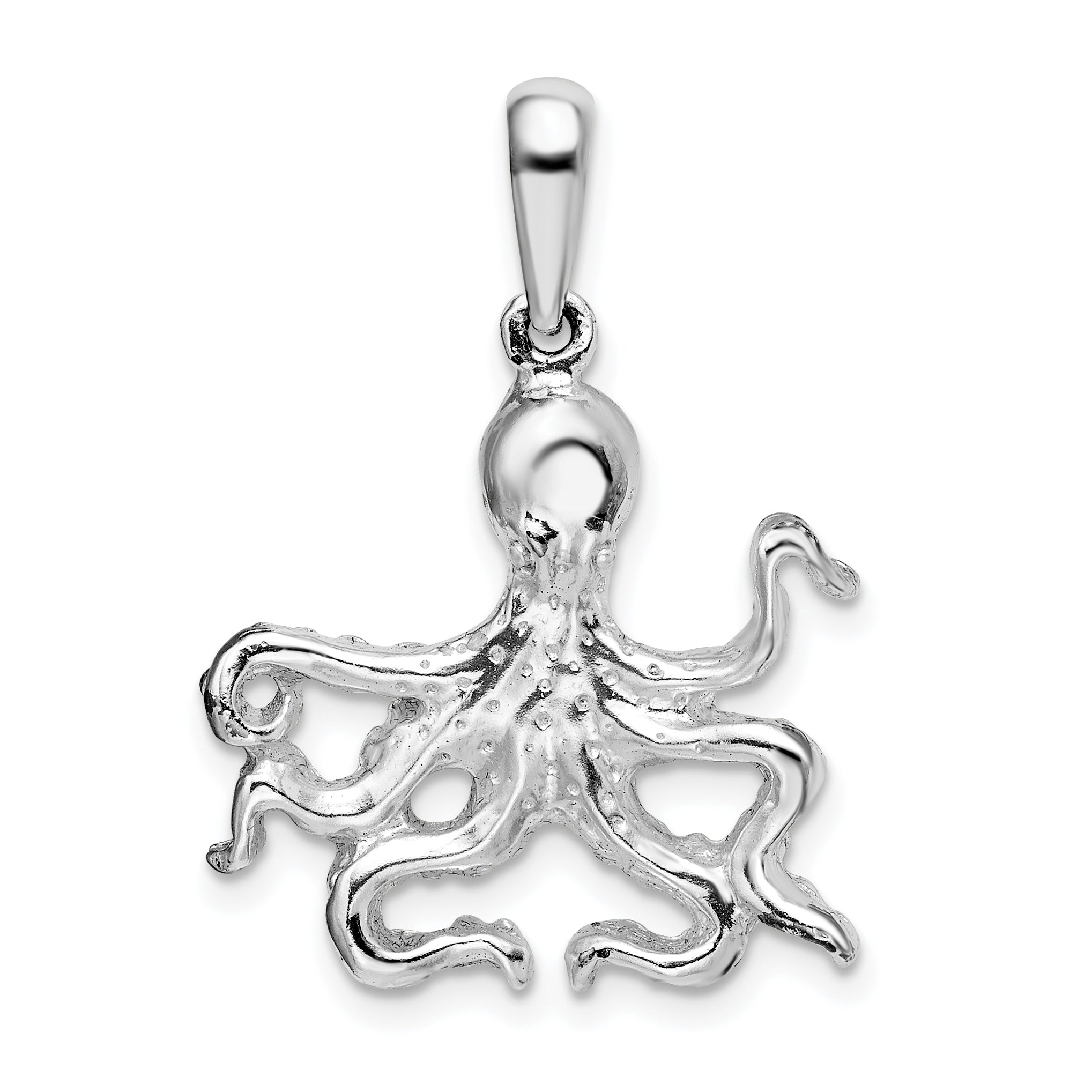 De-Ani Sterling Silver Rhodium-Plated Polished Octopus Pendant Main image
