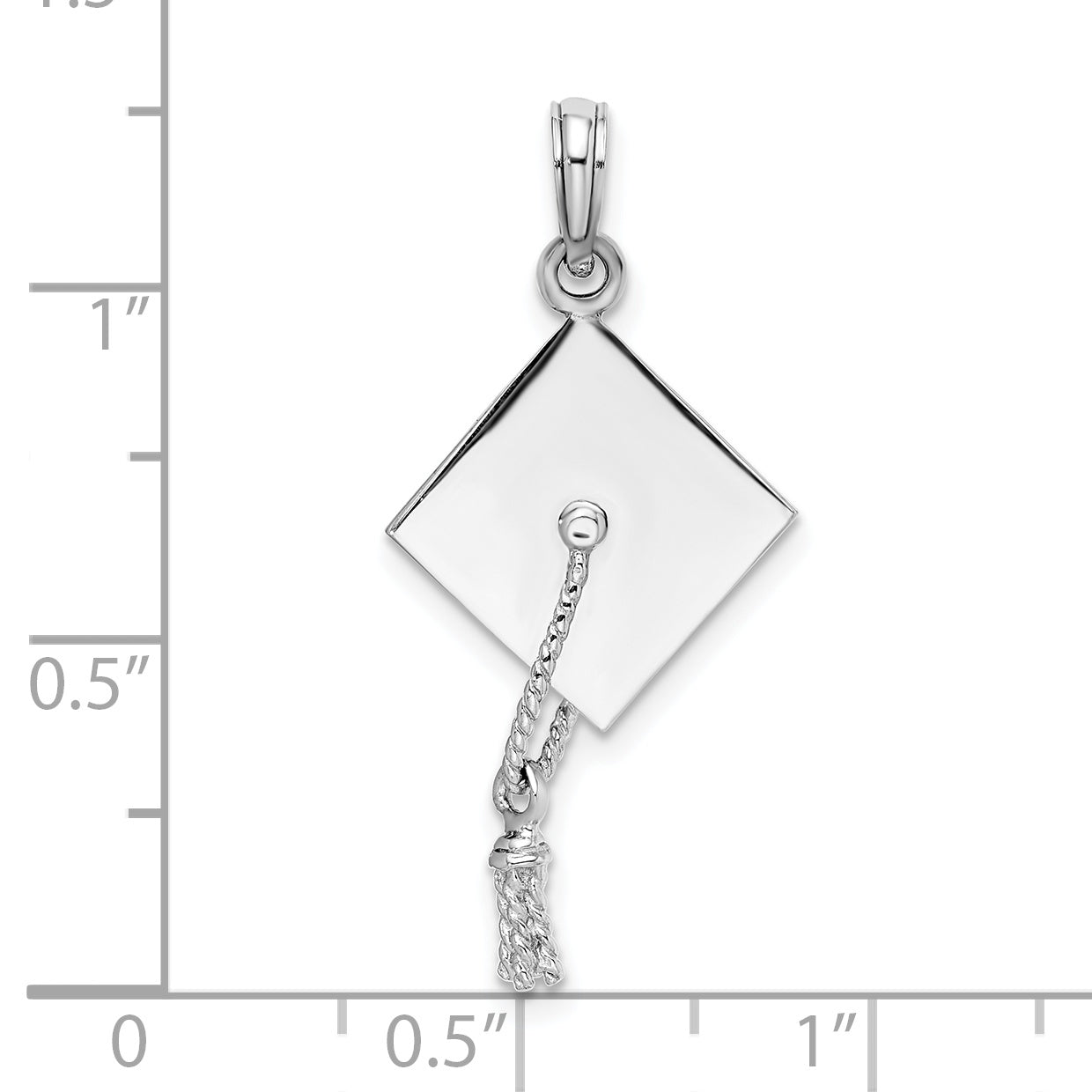 De-Ani Sterling Silver Rhodium-plated Polished 3D Moveable Tassel Graduation Cap Pendant