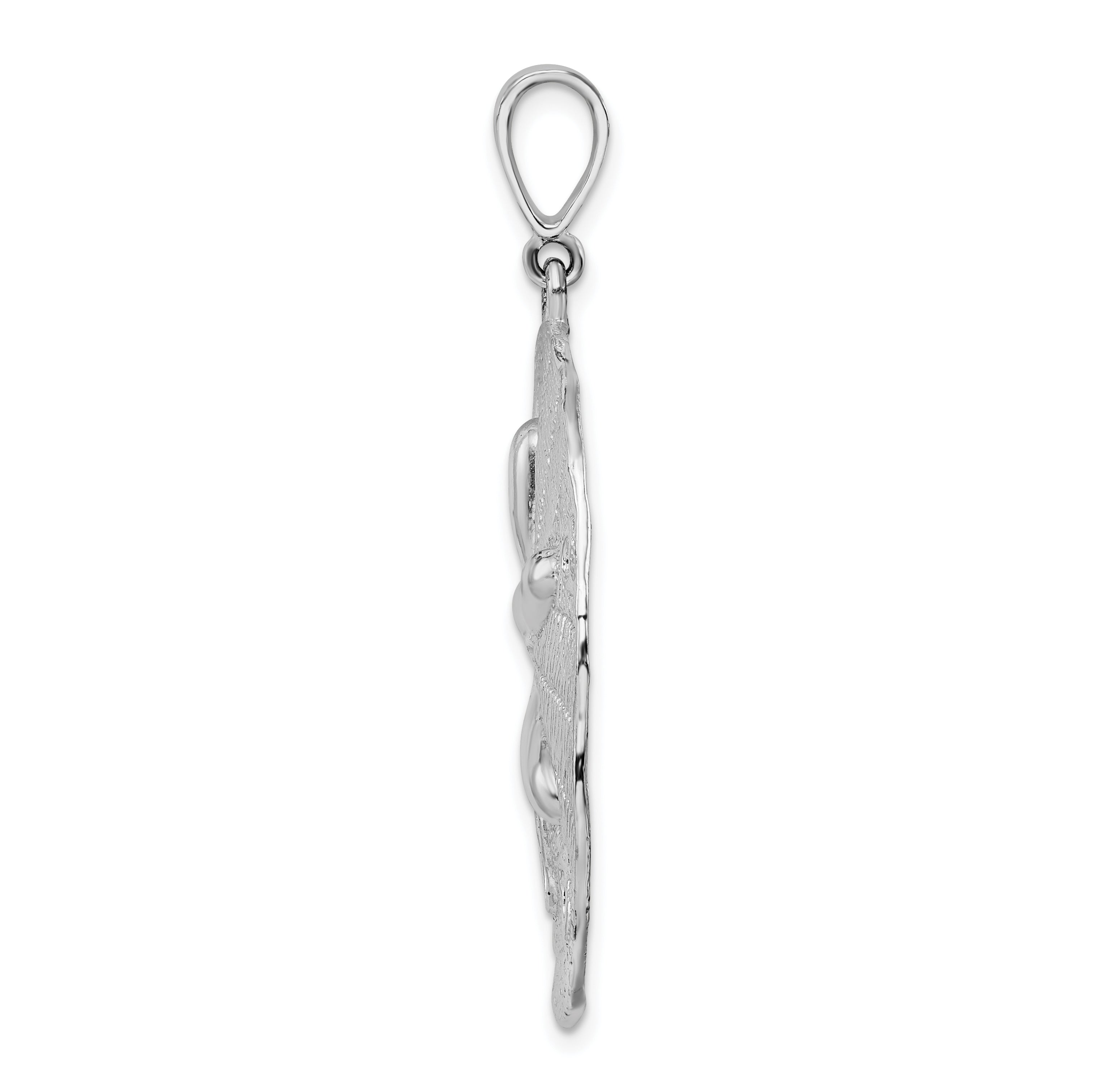 De-Ani Sterling Silver Rhodium-Plated Polished and Textured Sand Dollar Pendant Secondary image