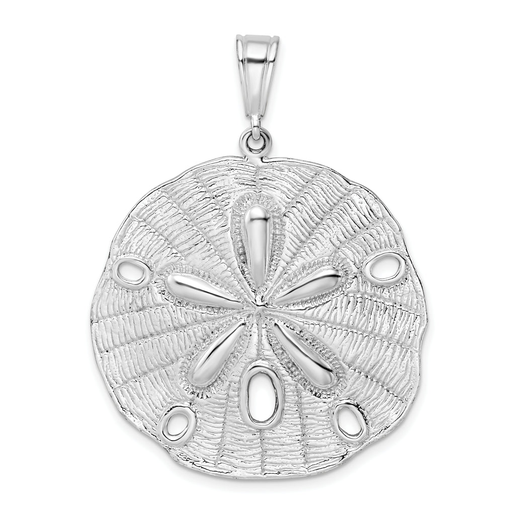 De-Ani Sterling Silver Rhodium-Plated Polished and Textured Sand Dollar Pendant