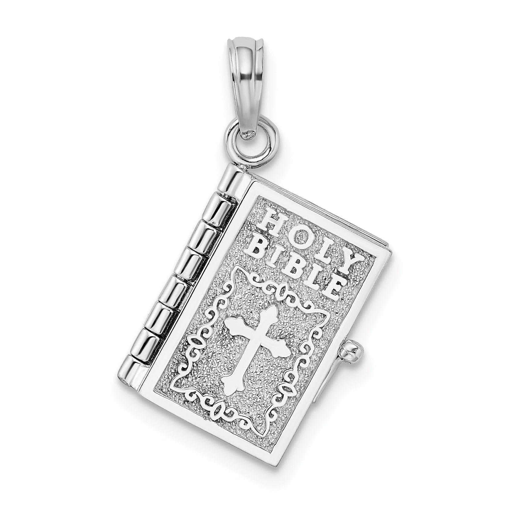 De-Ani Sterling Silver Rhodium-Plated 3D Moveable Lords Prayer Bible Pendant Main image