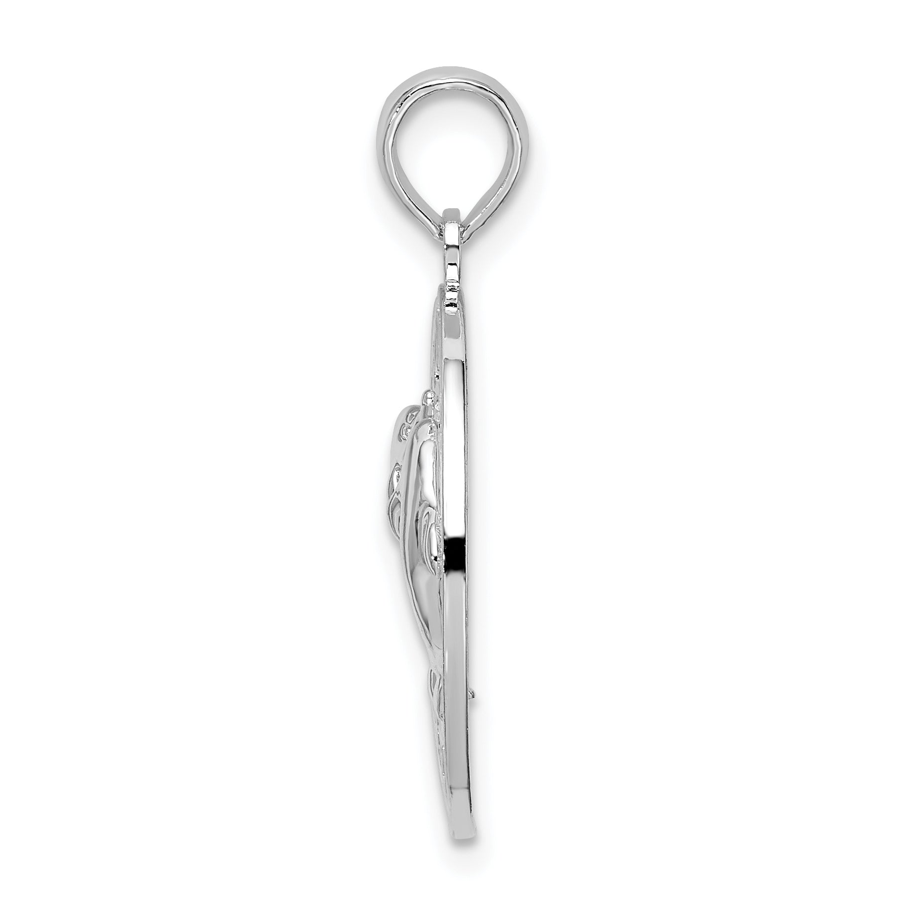 De-Ani Sterling Silver Rhodium-Plated Polished and Textured South Beach Dolphin Pendant Secondary image