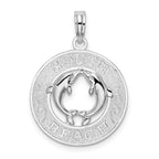 De-Ani Sterling Silver Rhodium-Plated Polished and Textured South Beach Dolphin Pendant
