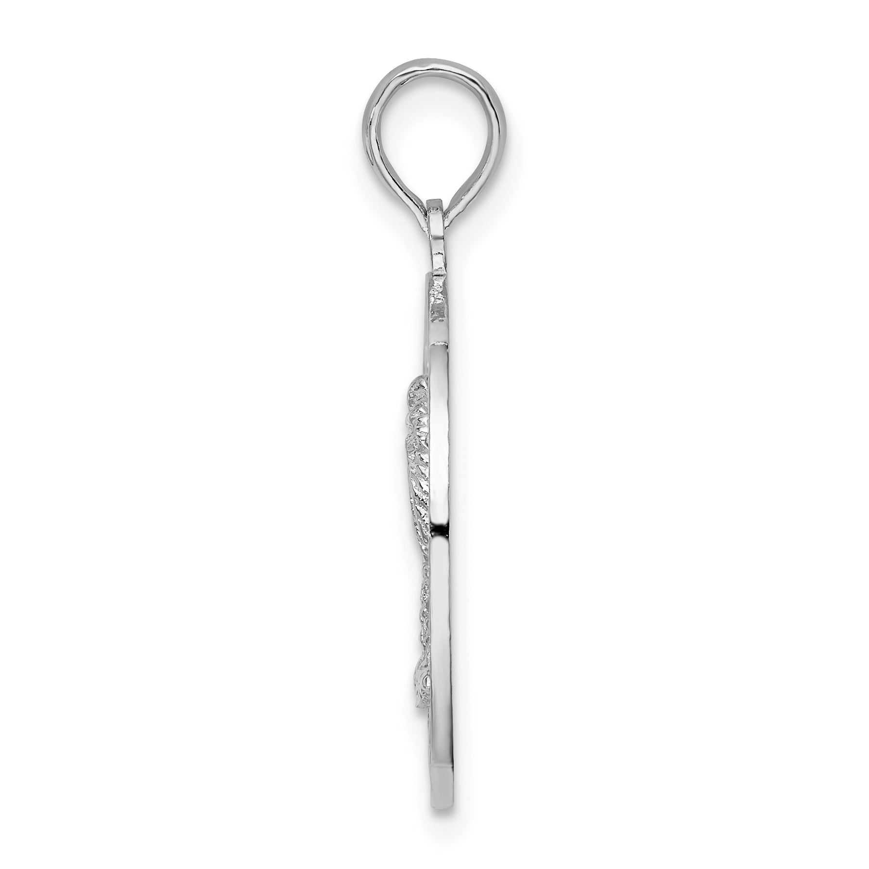 De-Ani Sterling Silver Rhodium-Plated Polished and Textured South Beach Palm Tree Pendant Secondary image