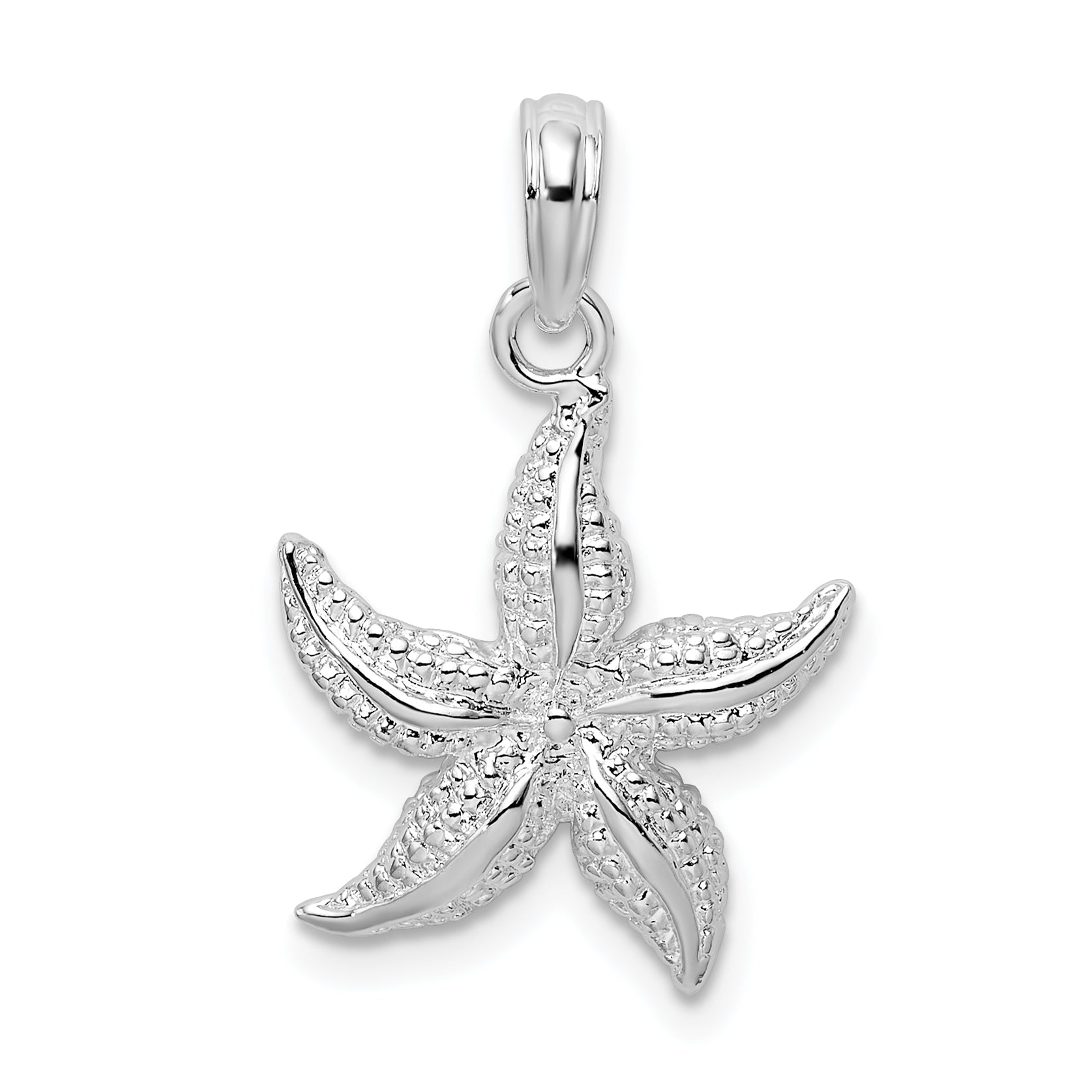 De-Ani Sterling Silver Rhodium-Plated Polished and Textured Starfish Pendant Main image