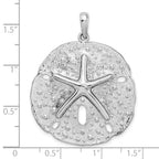 De-Ani Sterling Silver Rhodium-Plated Polished and Textured Large Sand Dollar Pendant