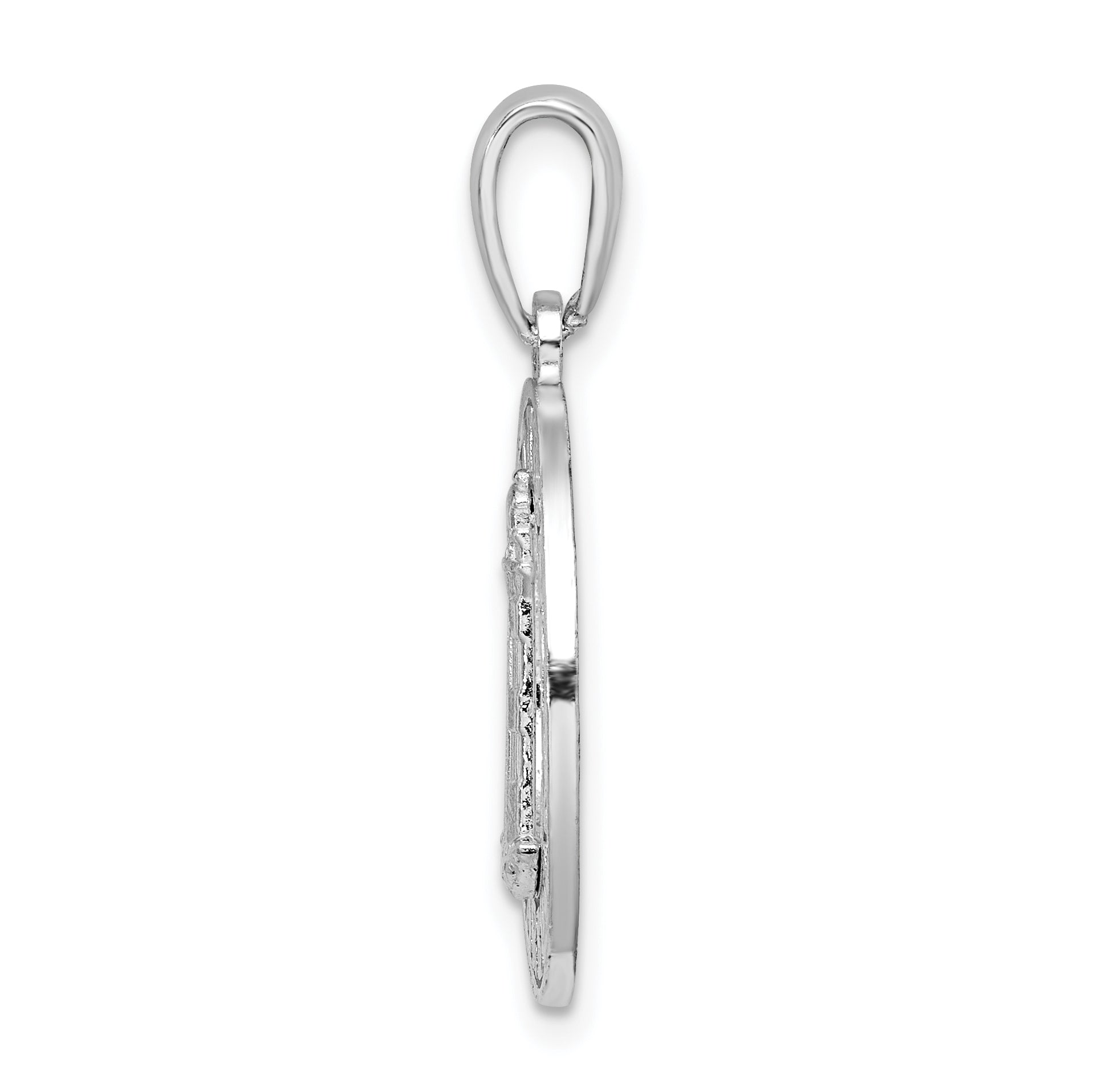 De-Ani Sterling Silver Rhodium-Plated Polished Booth Bay Lighthouse Circle Pendant Secondary image