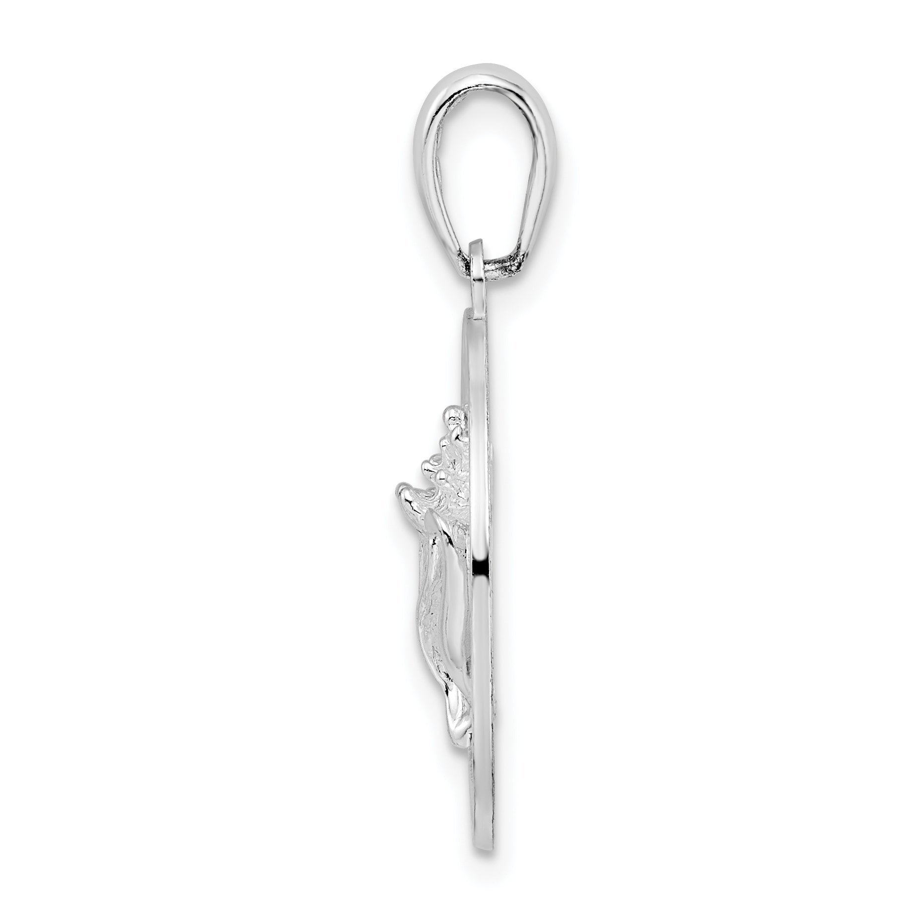 De-Ani Sterling Silver Rhodium-Plated Polished St. Augustine with Shell Circle Pendant Secondary image