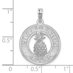 De-Ani Sterling Silver Rhodium-Plated Charleston with Pineapple Circle Pendant