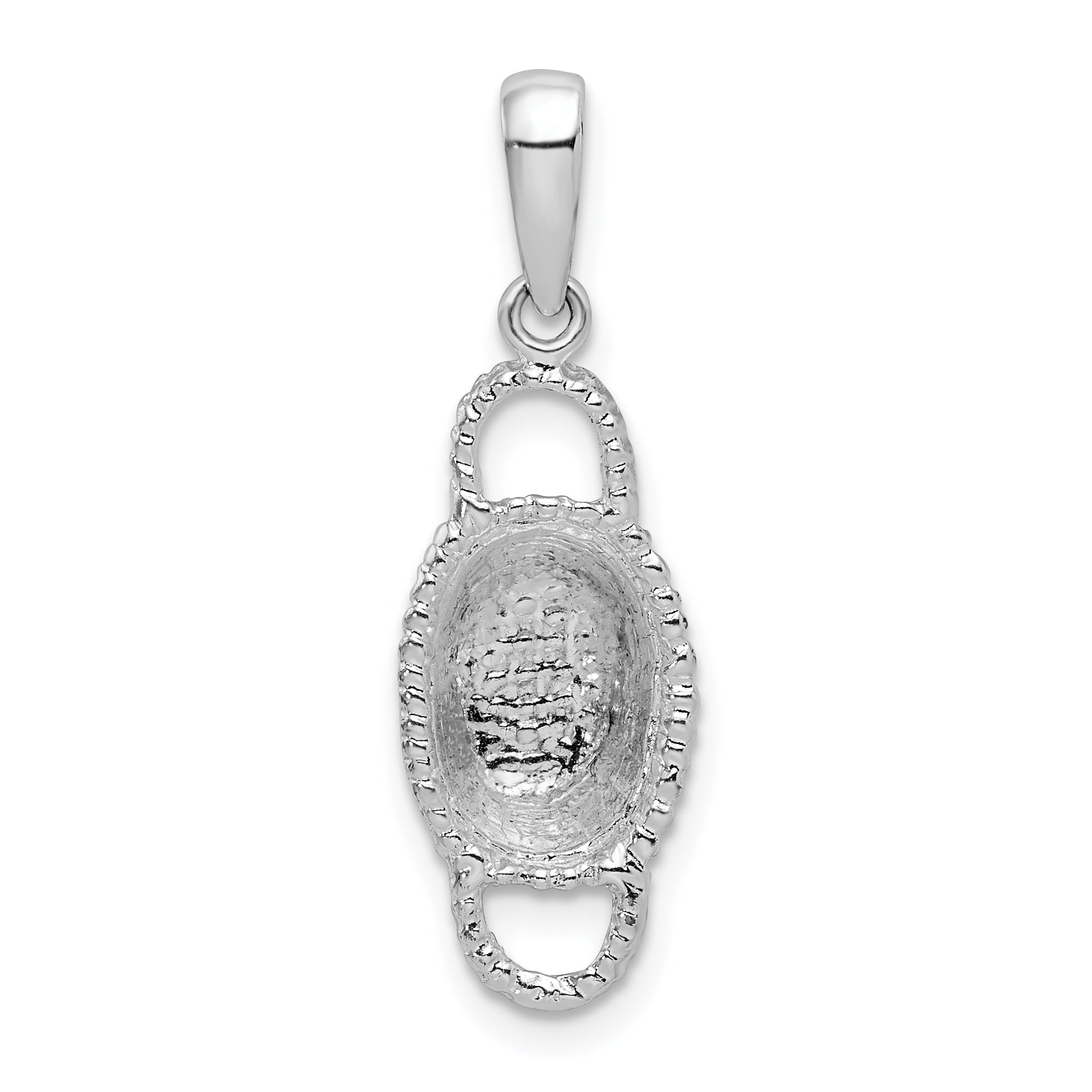 De-Ani Sterling Silver Rhodium-Plated Polished 3D Double Handle Basket Pendant Main image