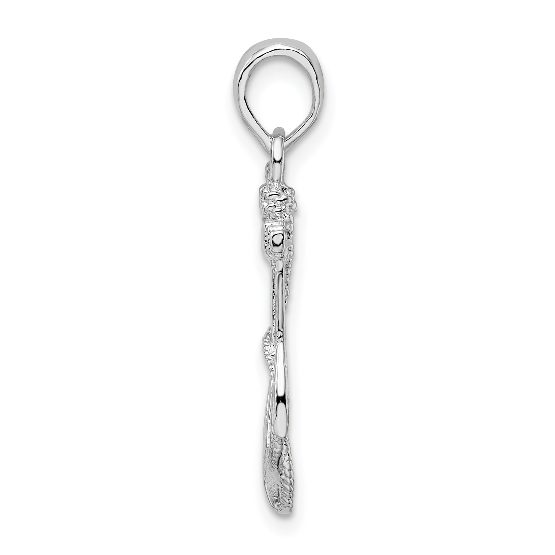 De-Ani Sterling Silver Rhodium-Plated Polished and Textured Anchor with Rope Pendant Secondary image