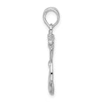 De-Ani Sterling Silver Rhodium-Plated Polished and Textured Anchor with Rope Pendant