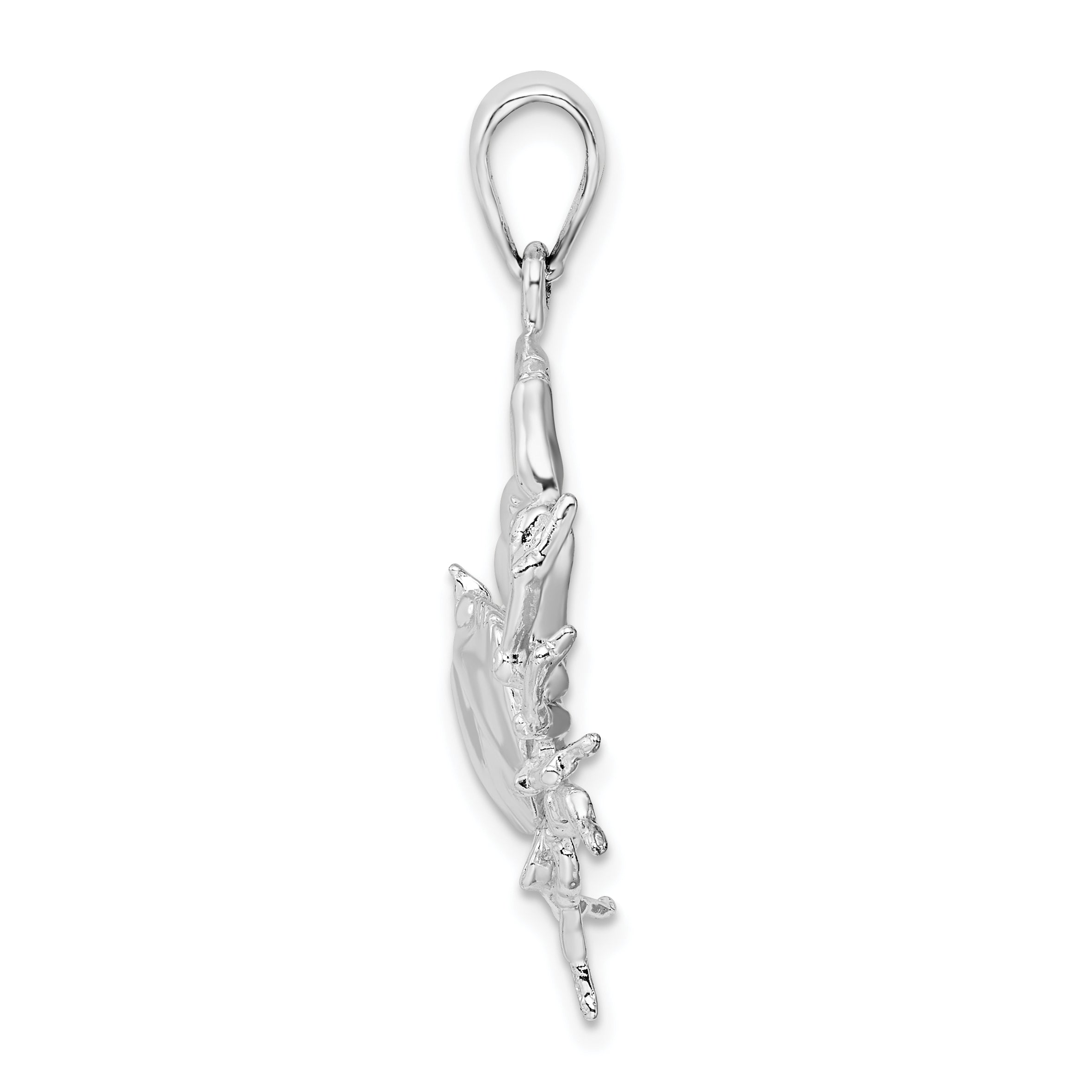 De-Ani Sterling Silver Rhodium-Plated Polished Stone Crab Pendant Secondary image