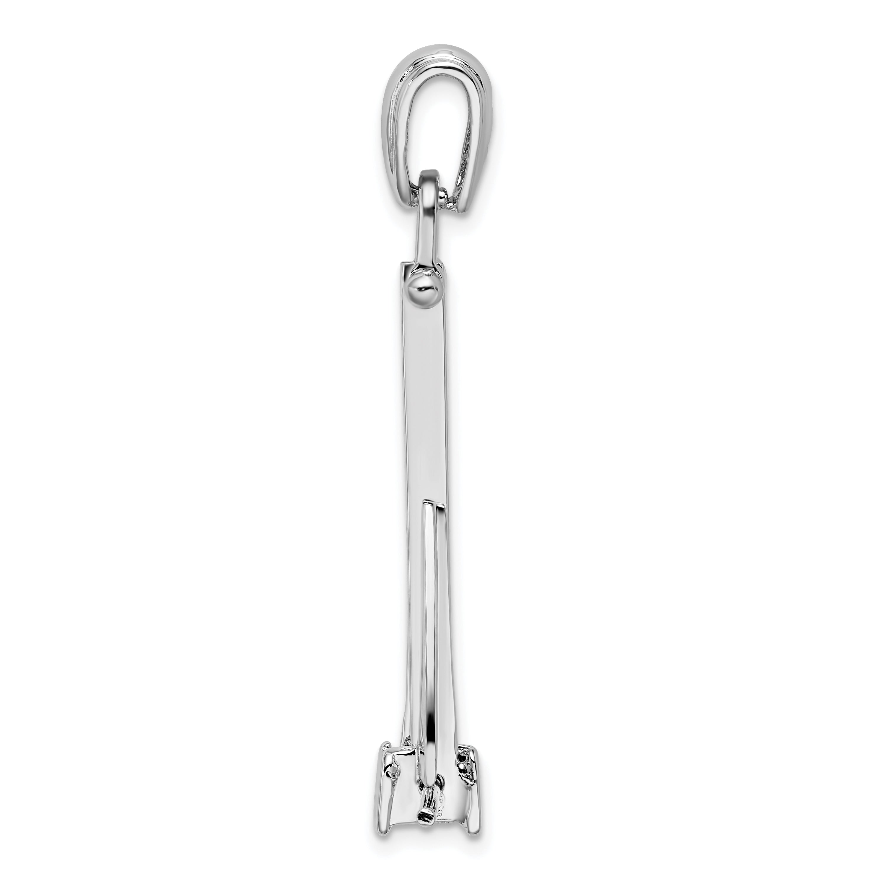 De-Ani Sterling Silver Rhodium-Plated Polished 3D Moveable Danforth Anchor Pendant Secondary image