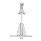De-Ani Sterling Silver Rhodium-Plated Polished 3D Moveable Danforth Anchor Pendant