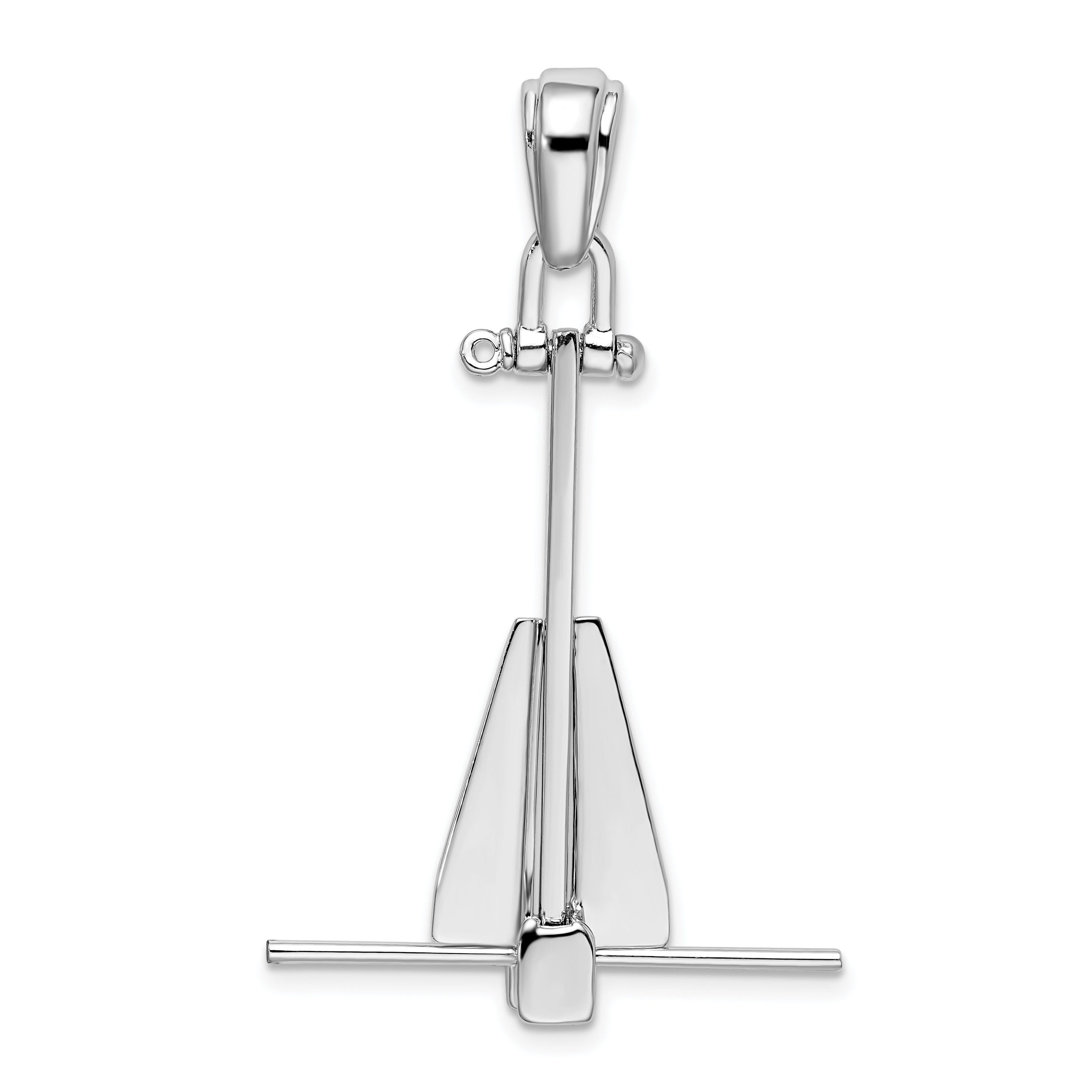 De-Ani Sterling Silver Rhodium-Plated Polished 3D Moveable Danforth Anchor Pendant Main image