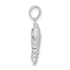 De-Ani Sterling Silver Rhodium-Plated Polished and Textured Shell / Palm Trees Pendant
