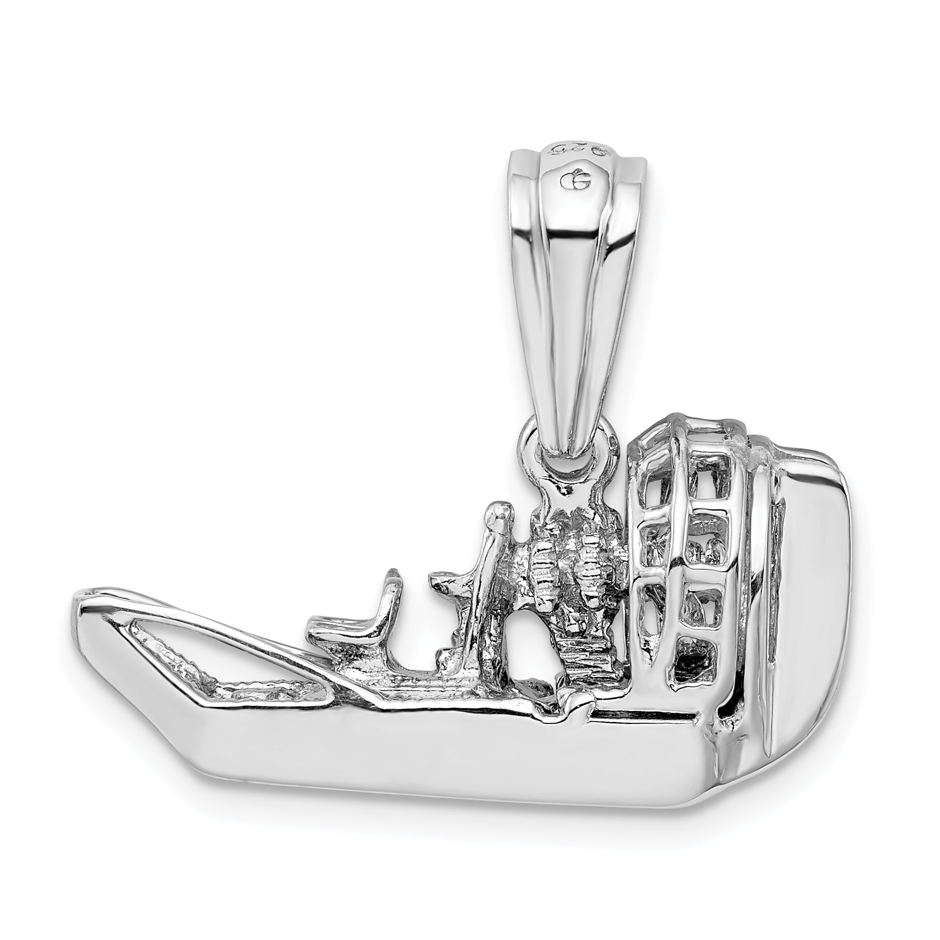 De-Ani Sterling Silver Rhodium-Plated Polished 3D Air Boat Pendant