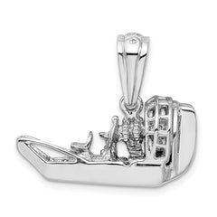De-Ani Sterling Silver Rhodium-Plated Polished 3D Air Boat Pendant