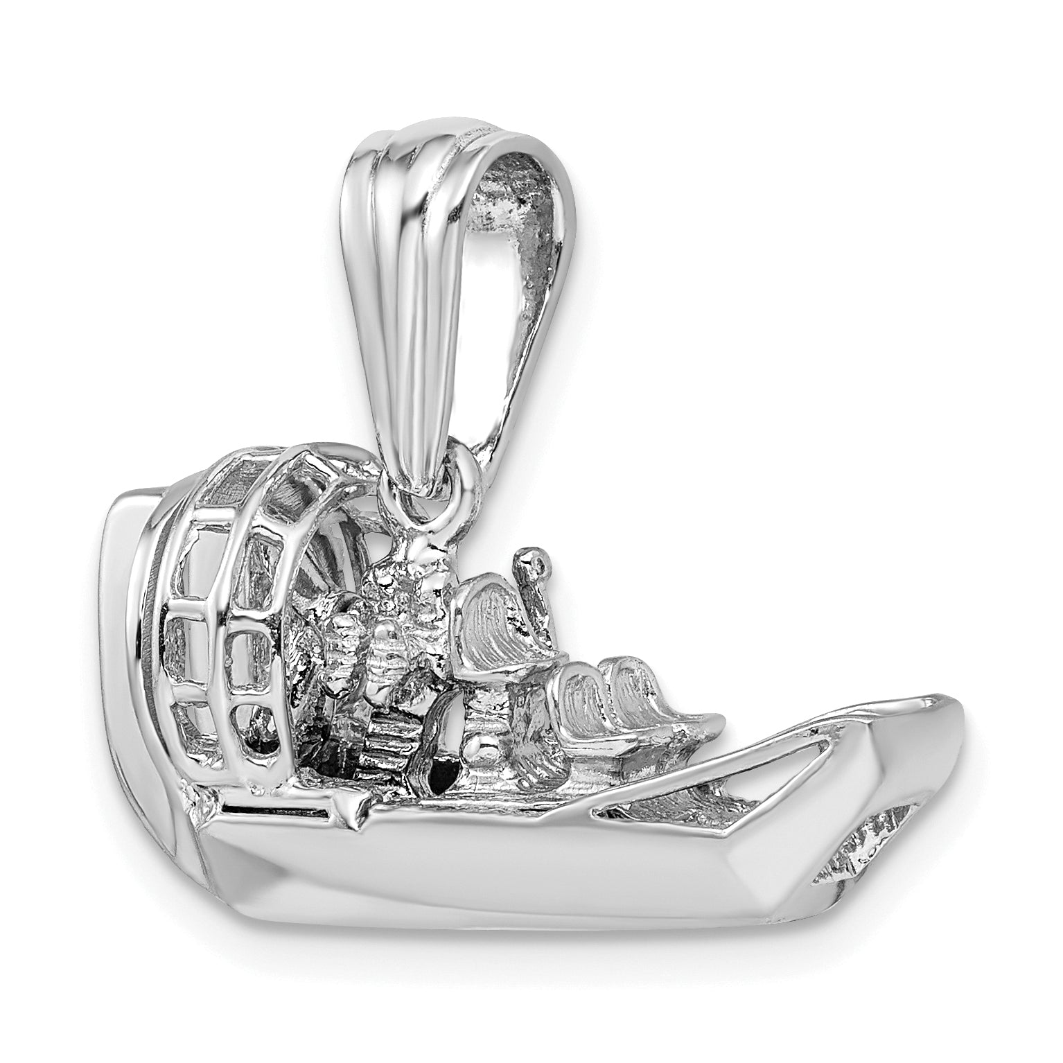De-Ani Sterling Silver Rhodium-Plated Polished 3D Air Boat Pendant