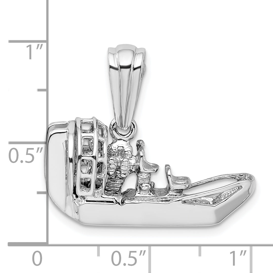 De-Ani Sterling Silver Rhodium-Plated Polished 3D Air Boat Pendant