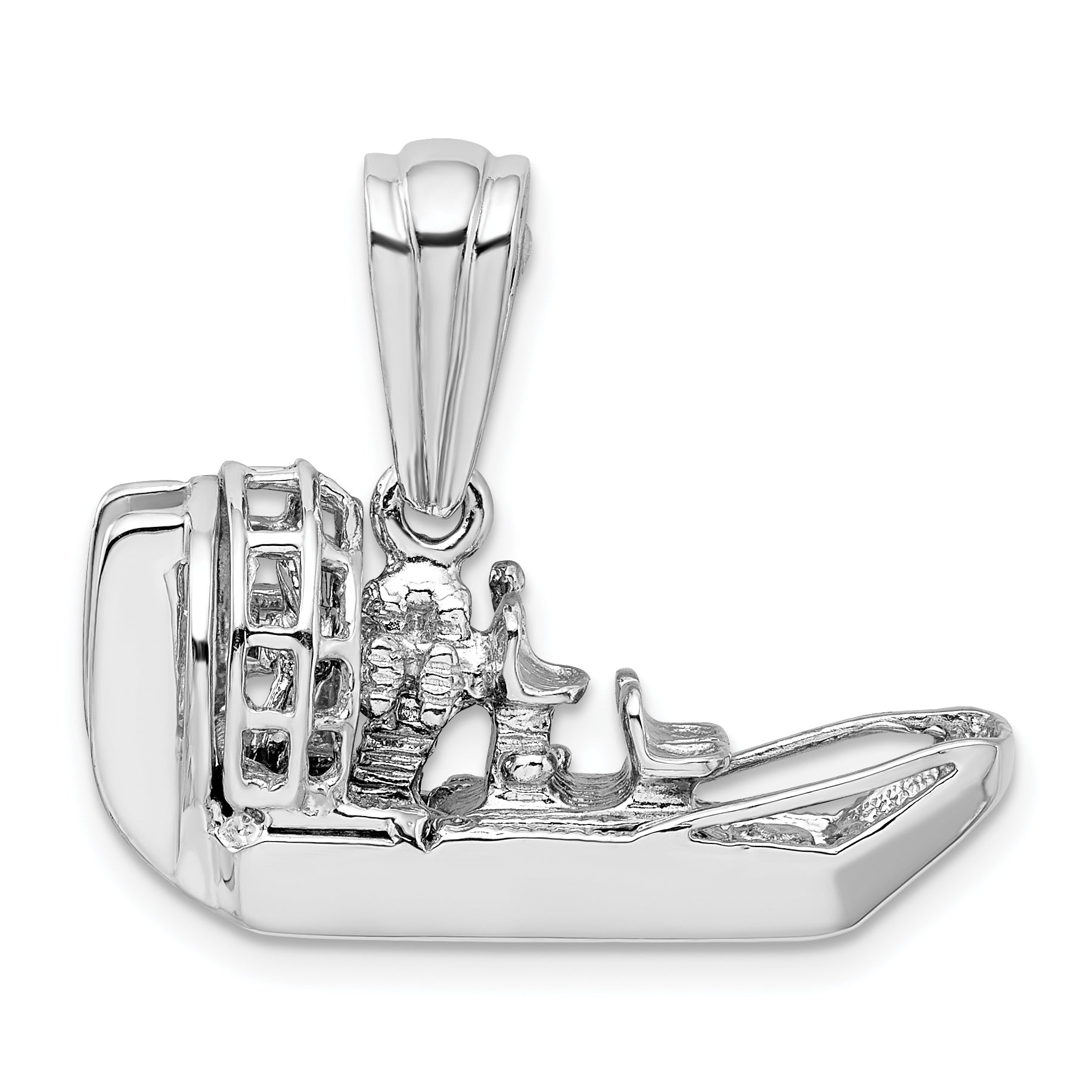 De-Ani Sterling Silver Rhodium-Plated Polished 3D Air Boat Pendant