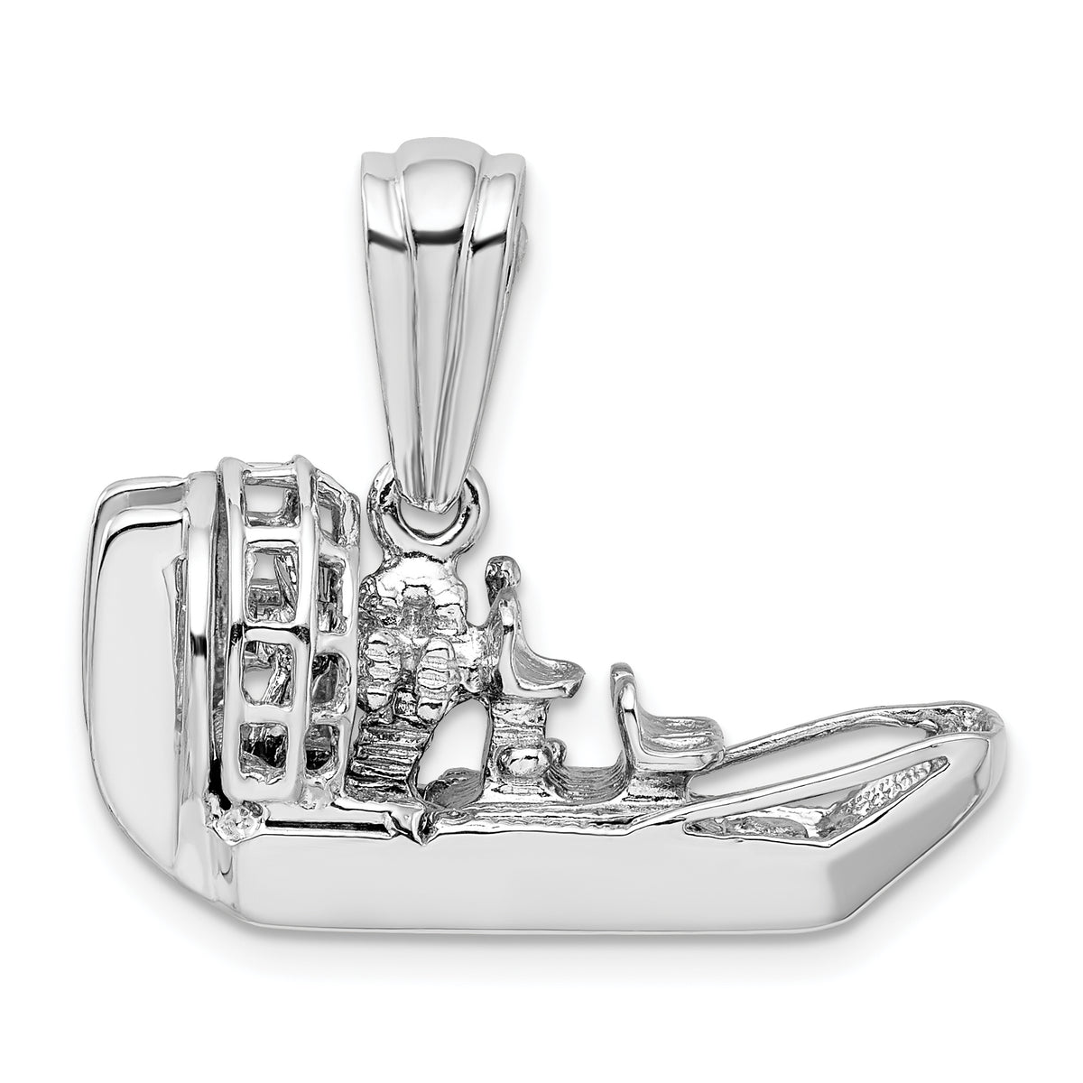 De-Ani Sterling Silver Rhodium-Plated Polished 3D Air Boat Pendant