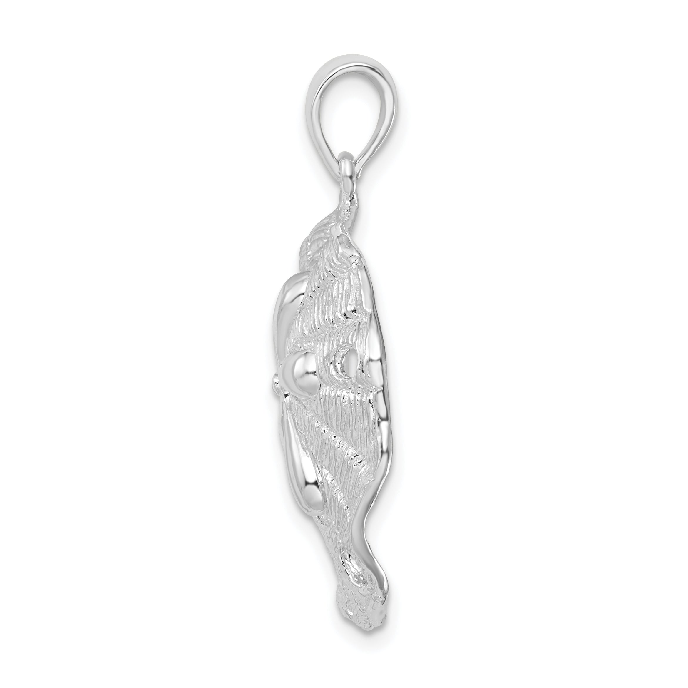 De-Ani Sterling Silver Rhodium-Plated Polished and Textured Sand Dollar Pendant Secondary image