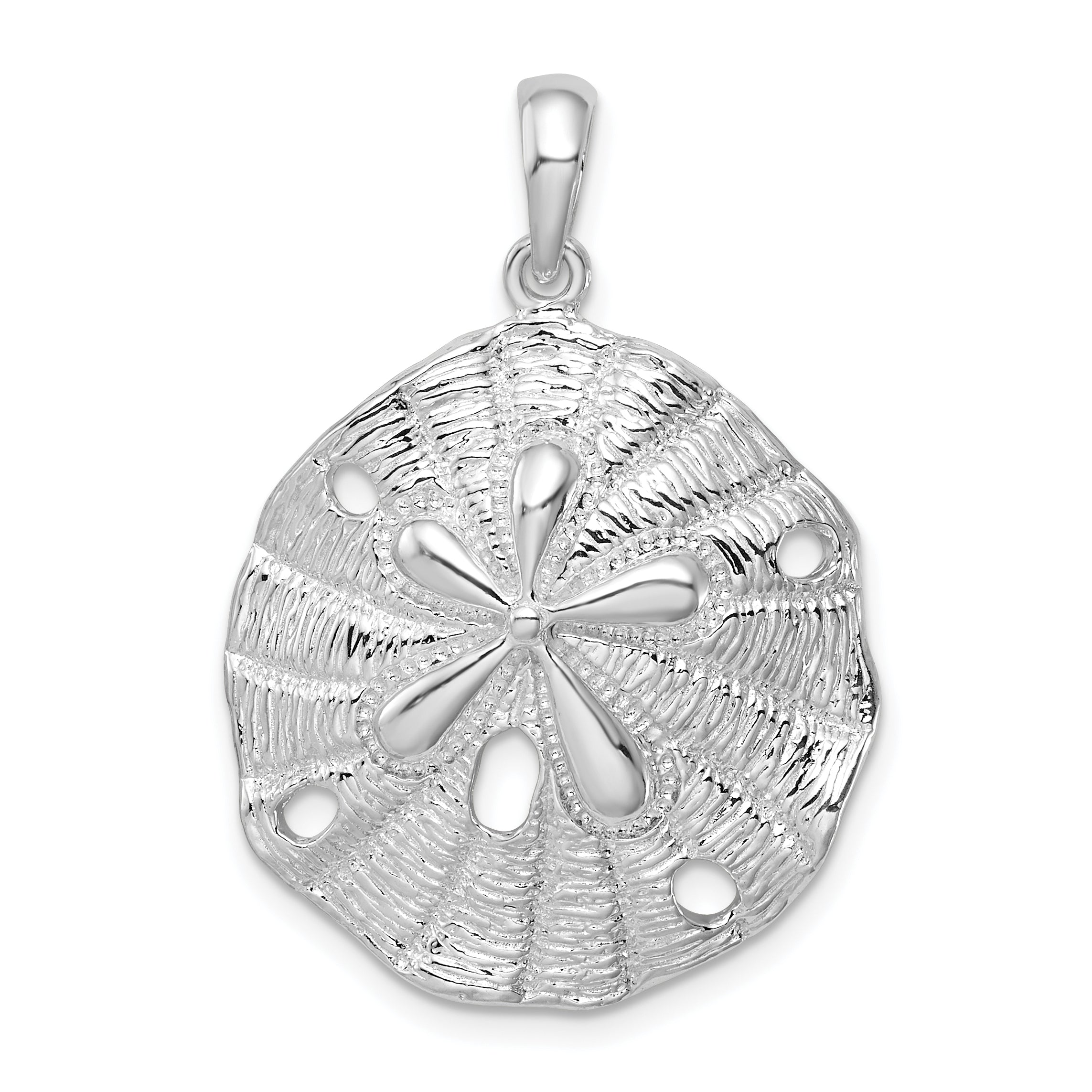 De-Ani Sterling Silver Rhodium-Plated Polished and Textured Sand Dollar Pendant Main image