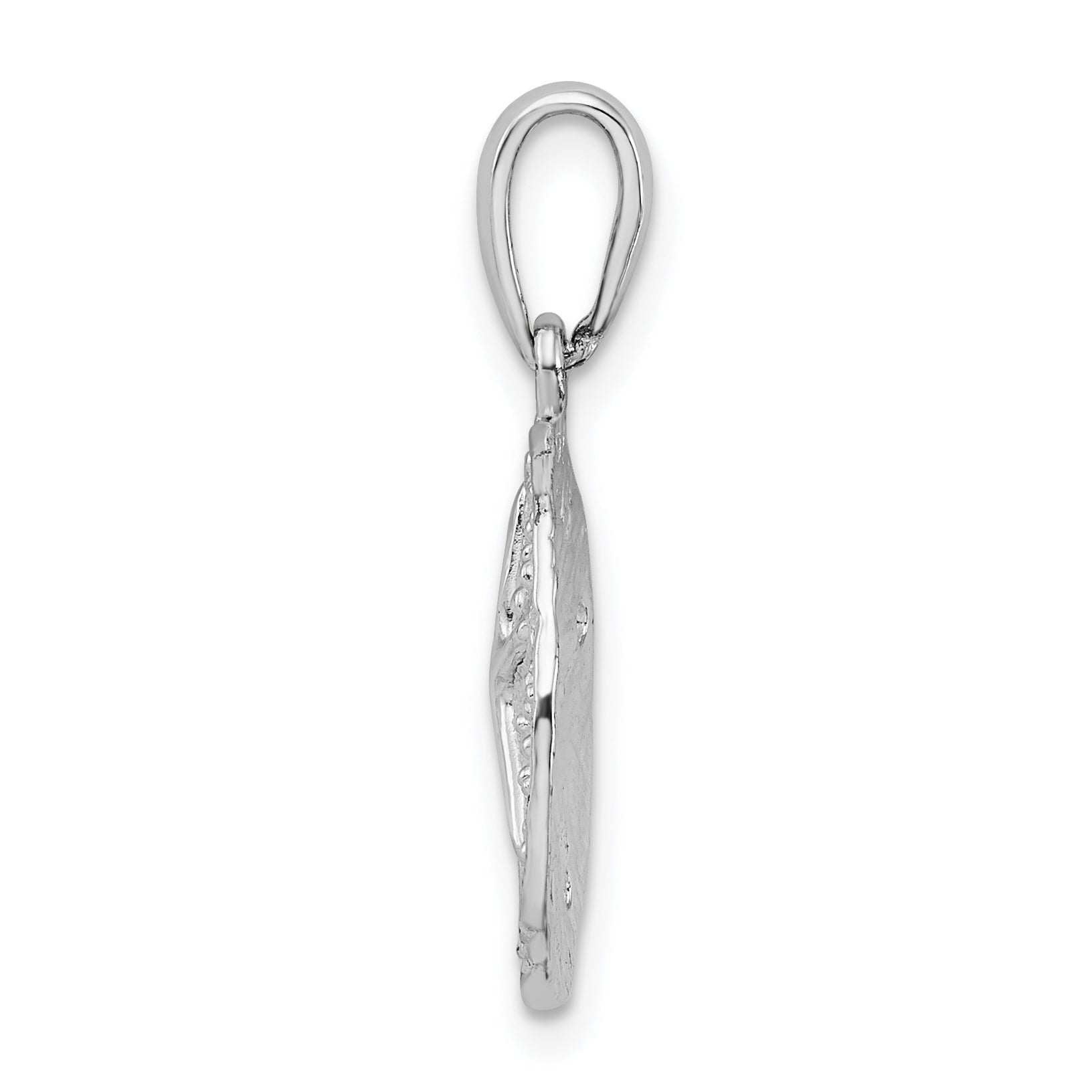 De-Ani Sterling Silver Rhodium-Plated Polished and Textured Small Sand Dollar Pendant Secondary image