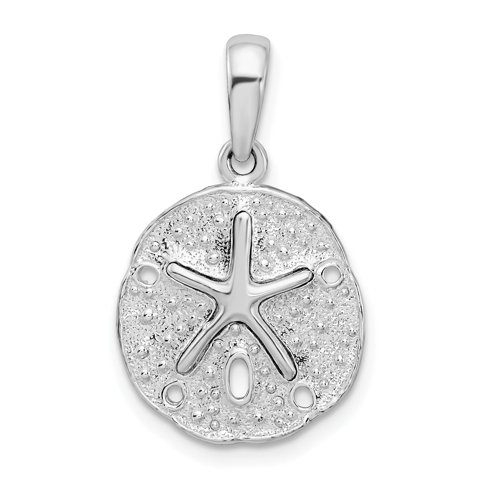 De-Ani Sterling Silver Rhodium-Plated Polished and Textured Small Sand Dollar Pendant Main image