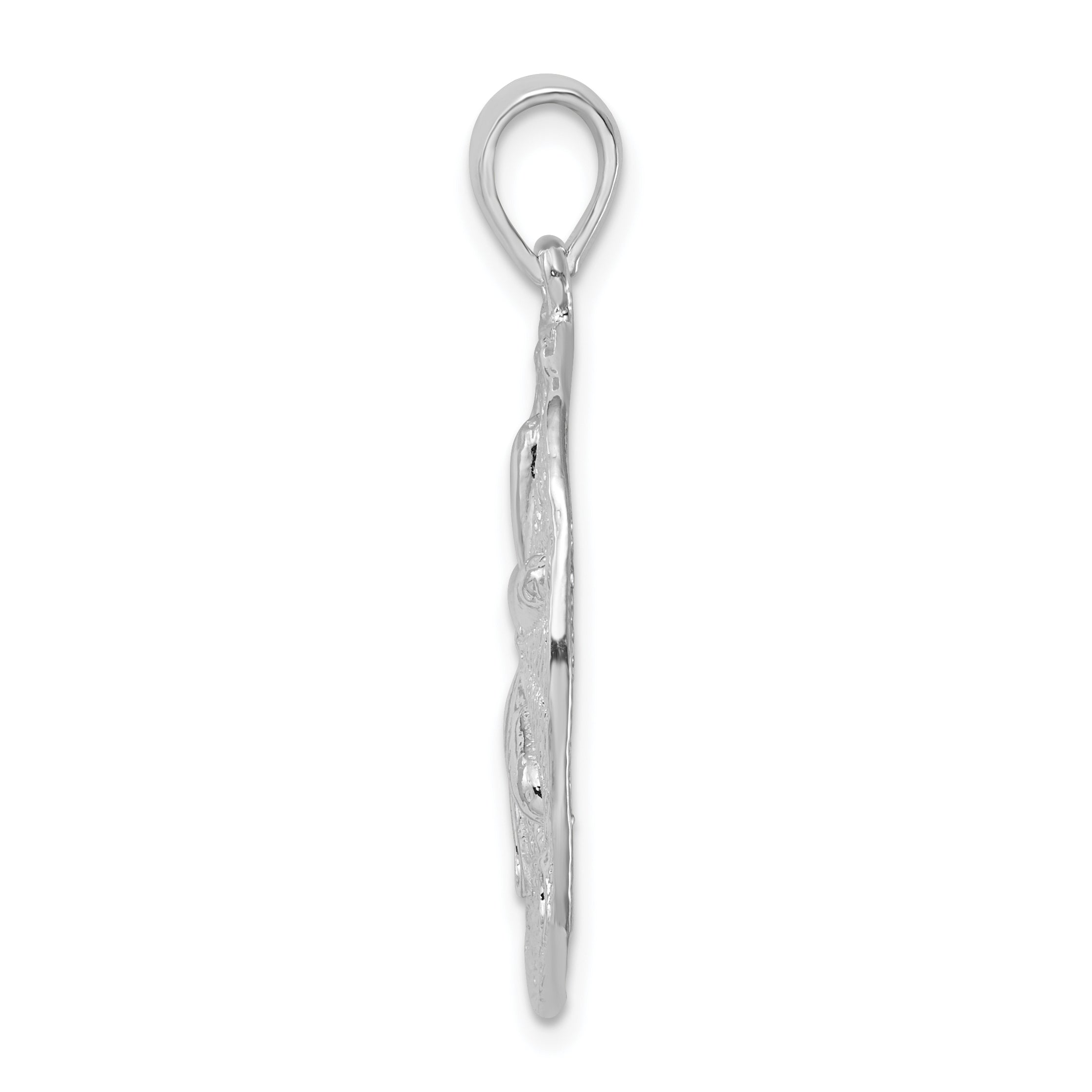 De-Ani Sterling Silver Rhodium-Plated Polished and Textured Sand Dollar Pendant Secondary image
