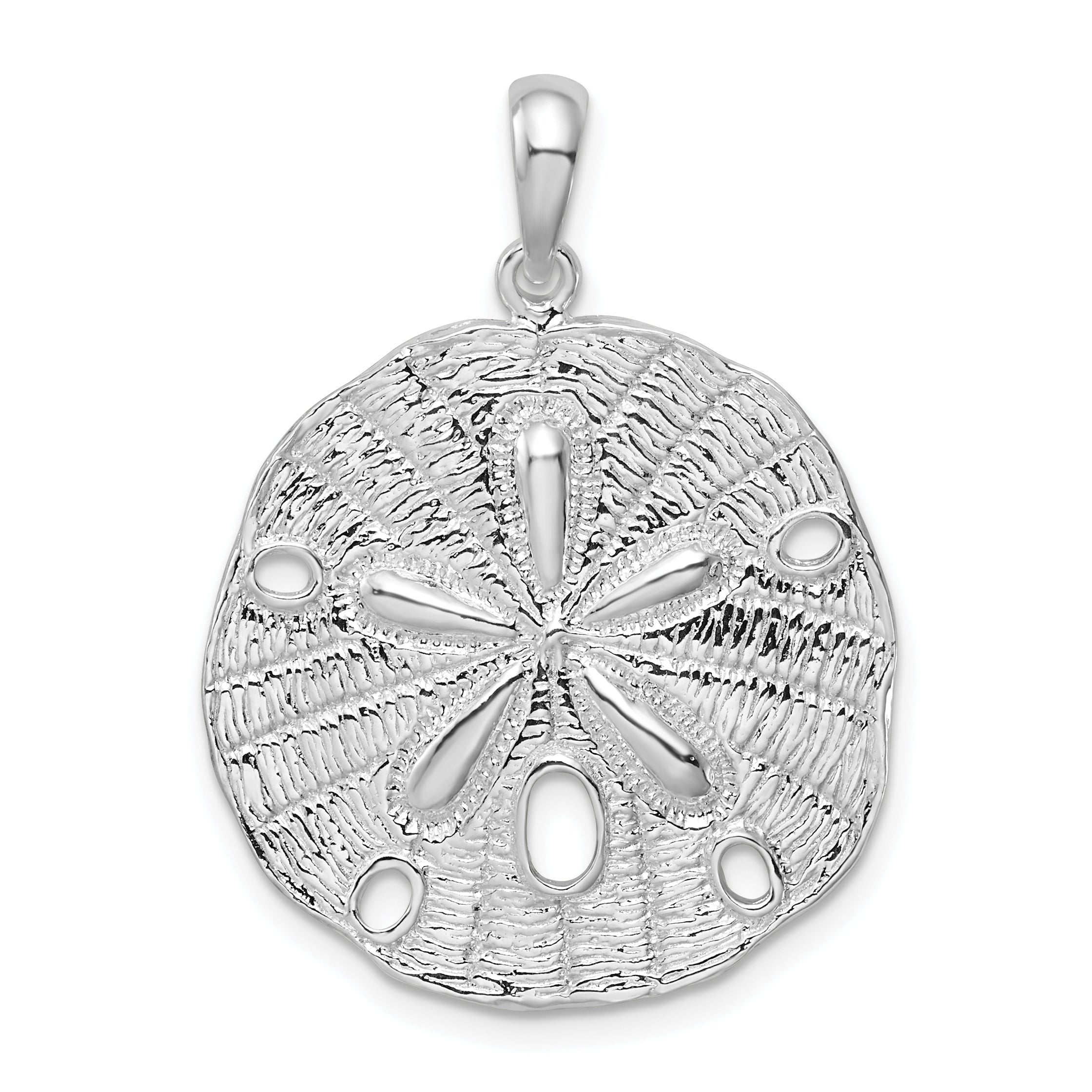 De-Ani Sterling Silver Rhodium-Plated Polished and Textured Sand Dollar Pendant Main image