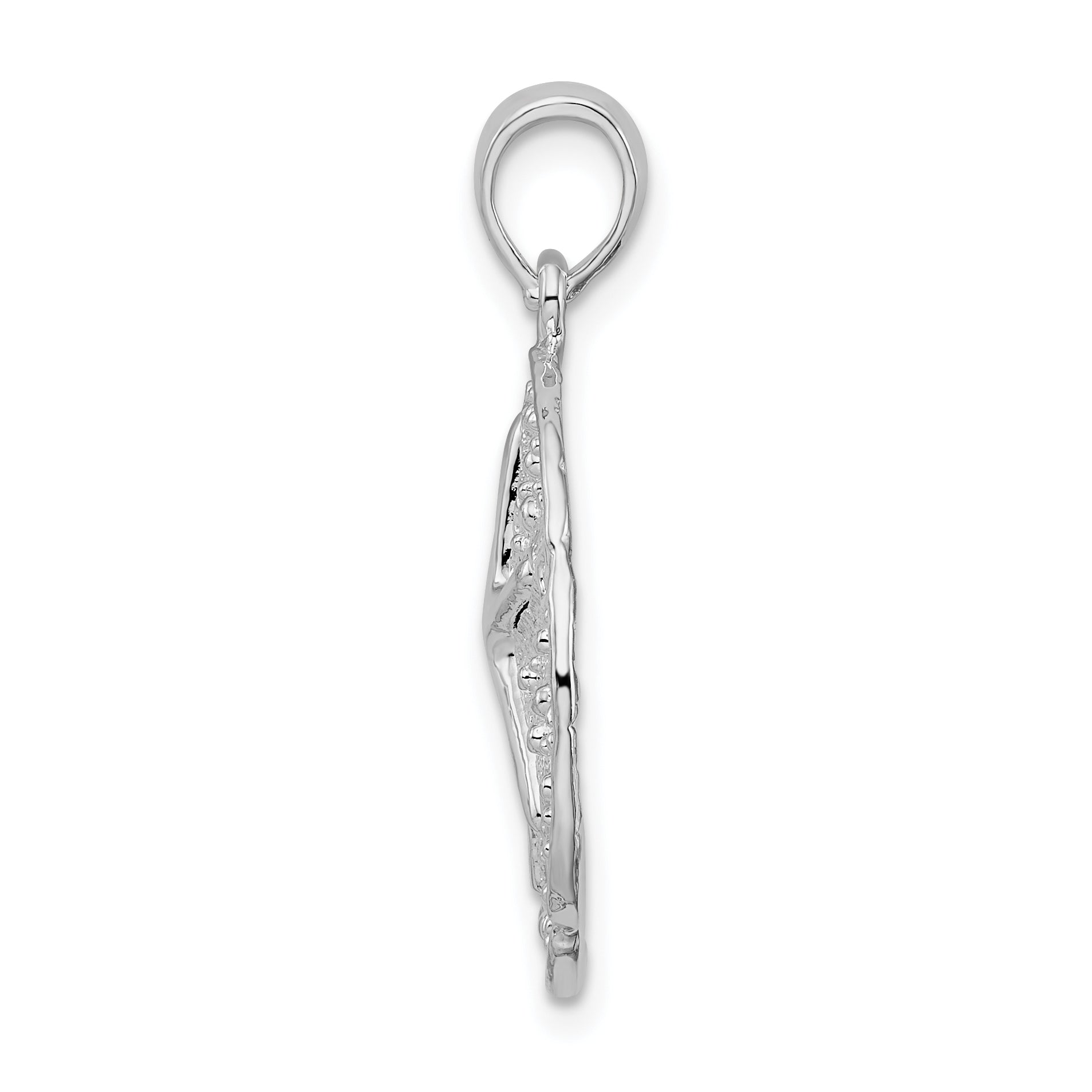 De-Ani Sterling Silver Rhodium-Plated Polished and Textured Sand Dollar Pendant Secondary image