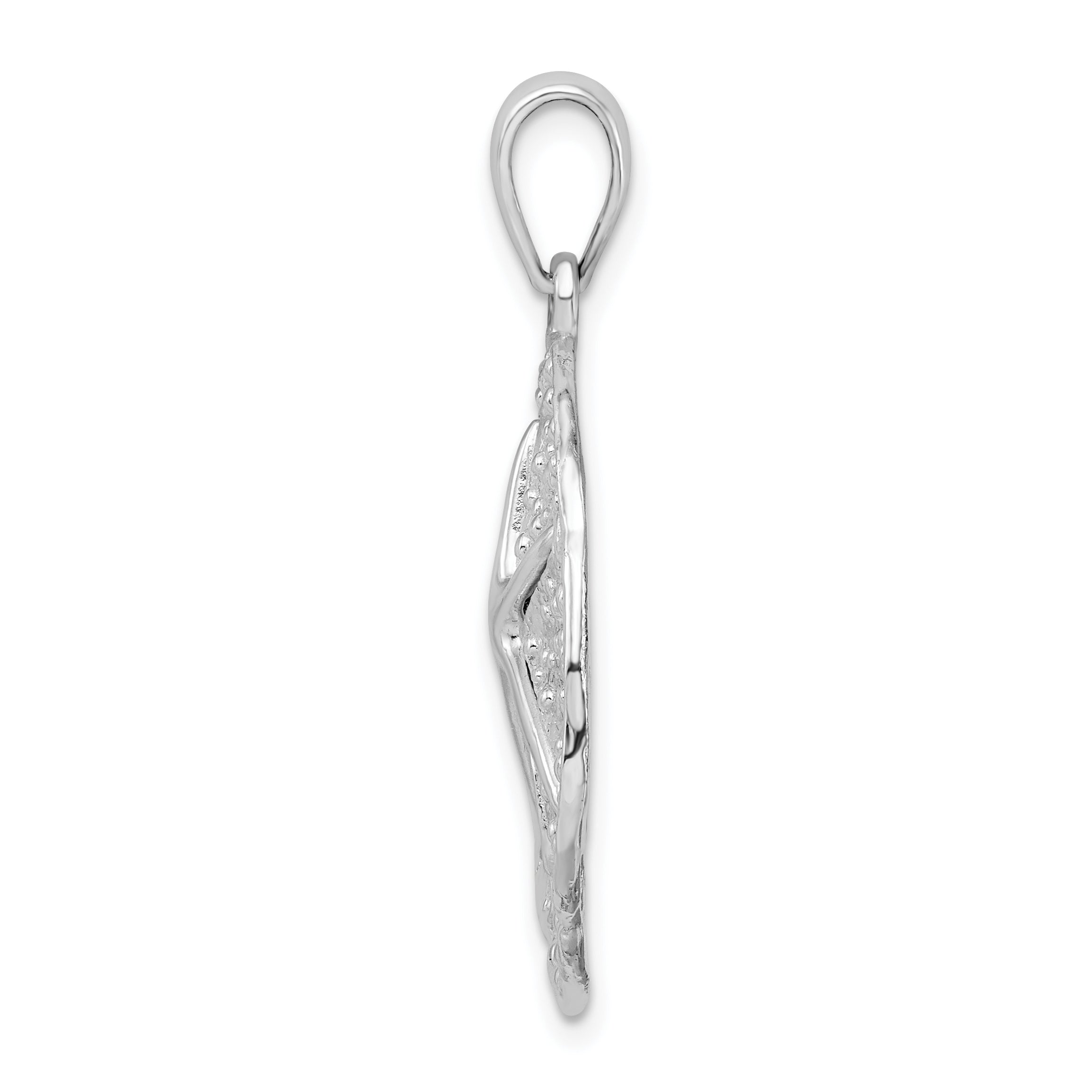 De-Ani Sterling Silver Rhodium-Plated Polished and Textured Sand Dollar Pendant Secondary image