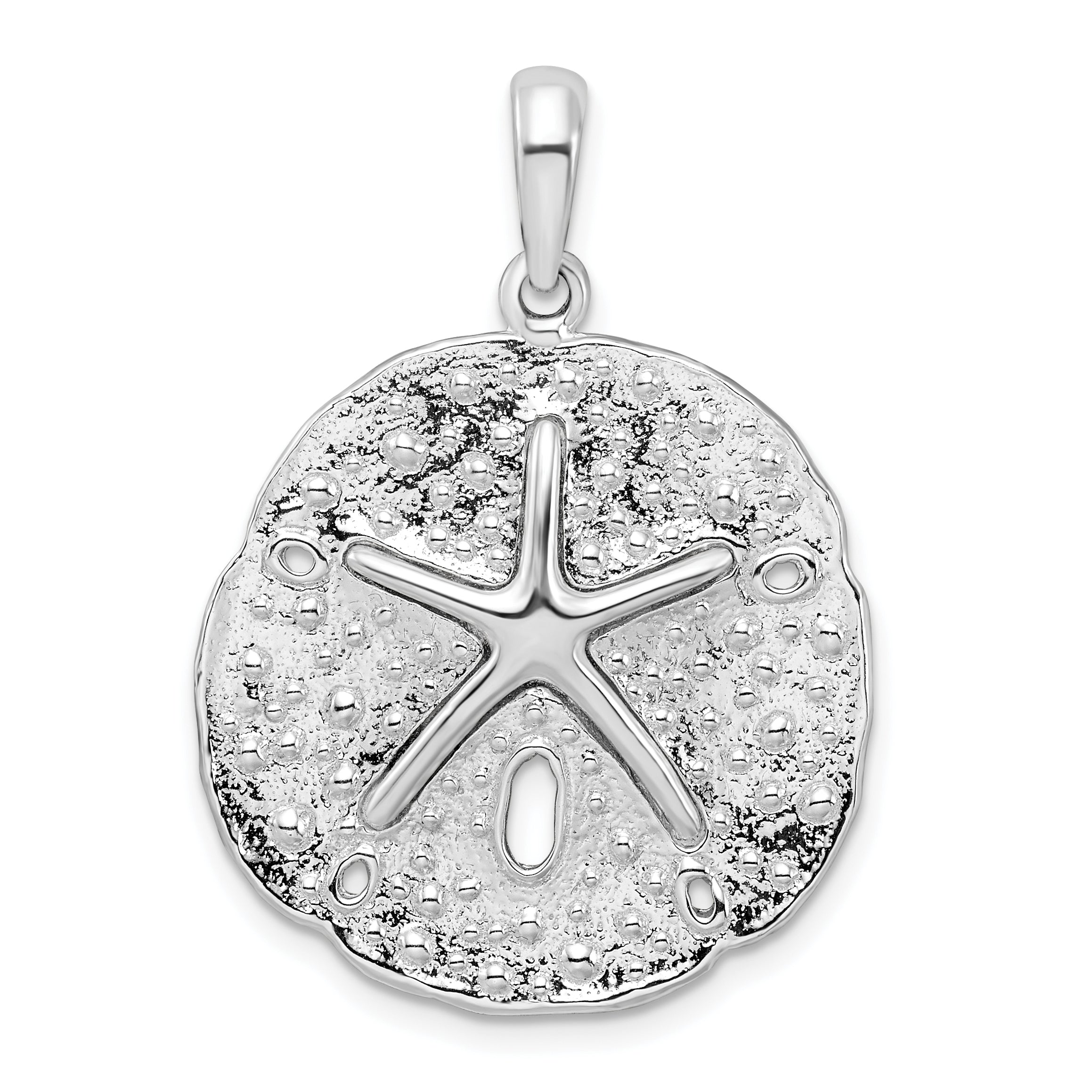 De-Ani Sterling Silver Rhodium-Plated Polished and Textured Sand Dollar Pendant Main image