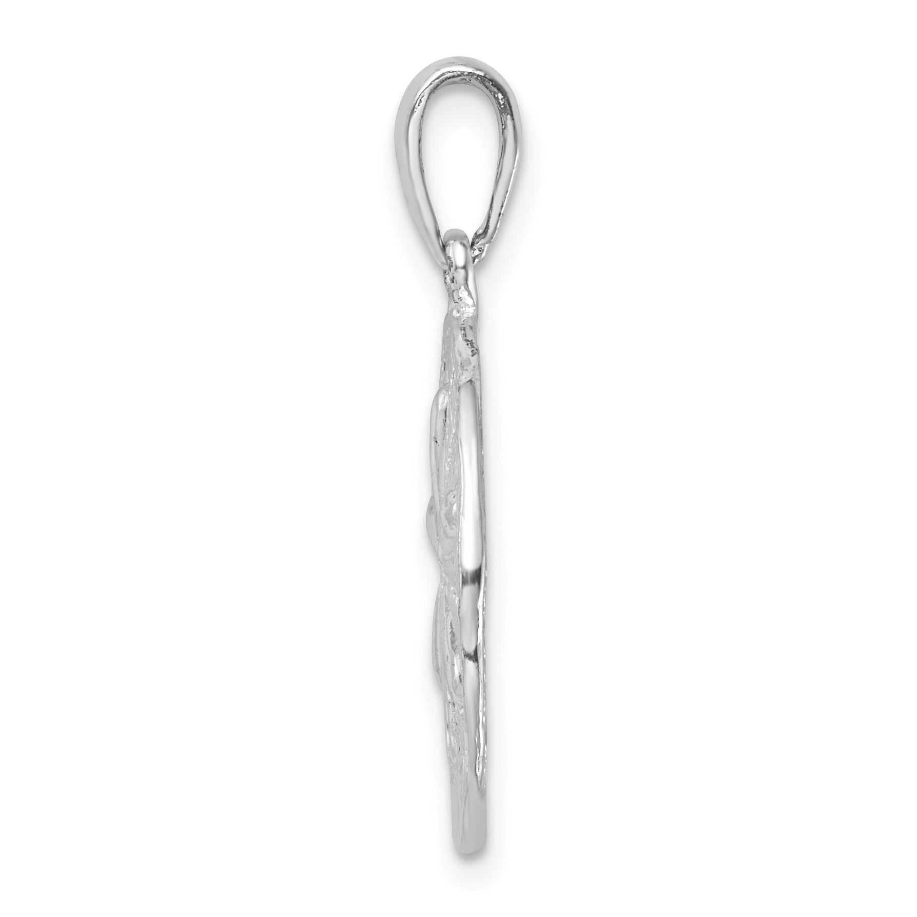 De-Ani Sterling Silver Rhodium-Plated Polished and Textured Sand Dollar Pendant Secondary image