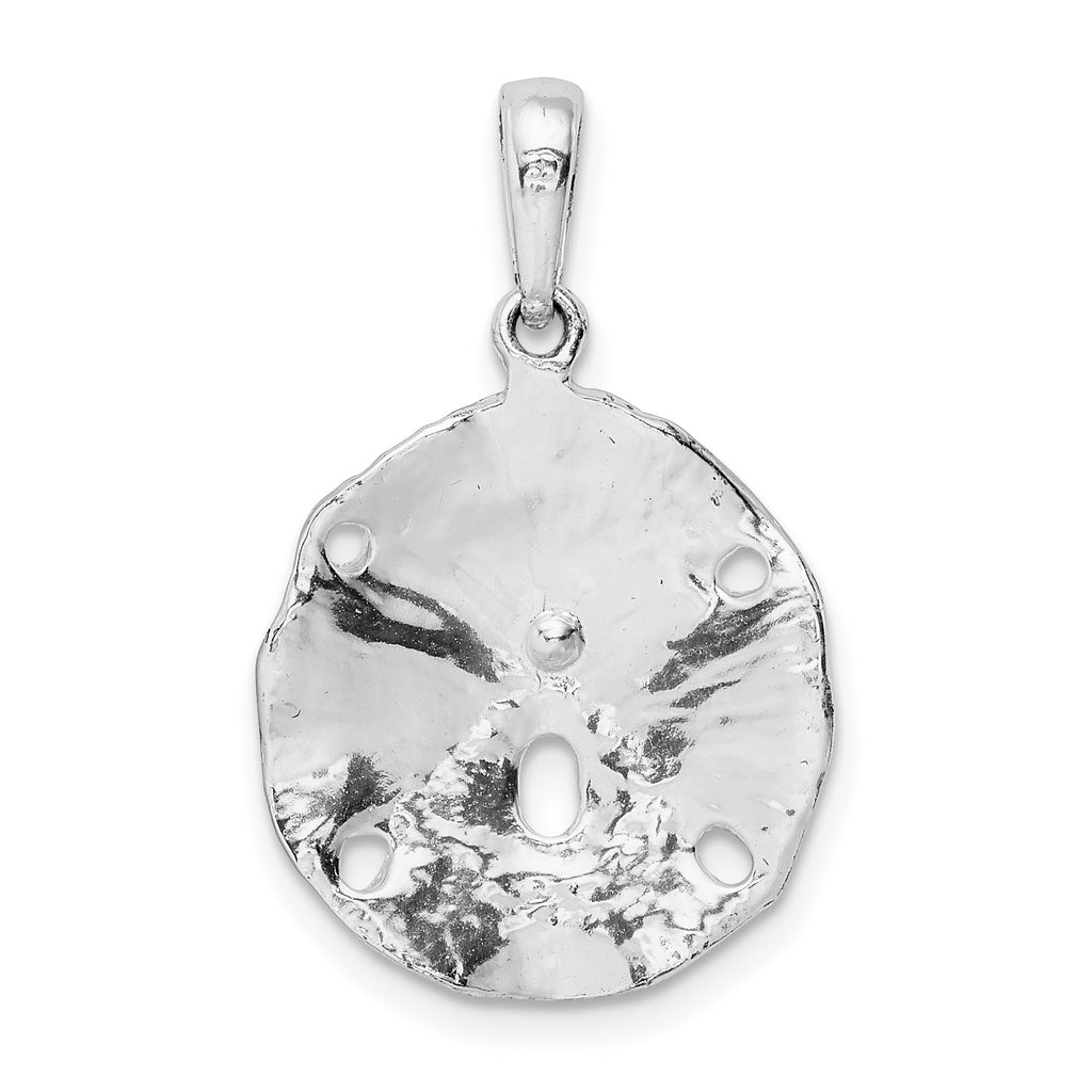 De-Ani Sterling Silver Rhodium-Plated Polished and Textured Sand Dollar Pendant
