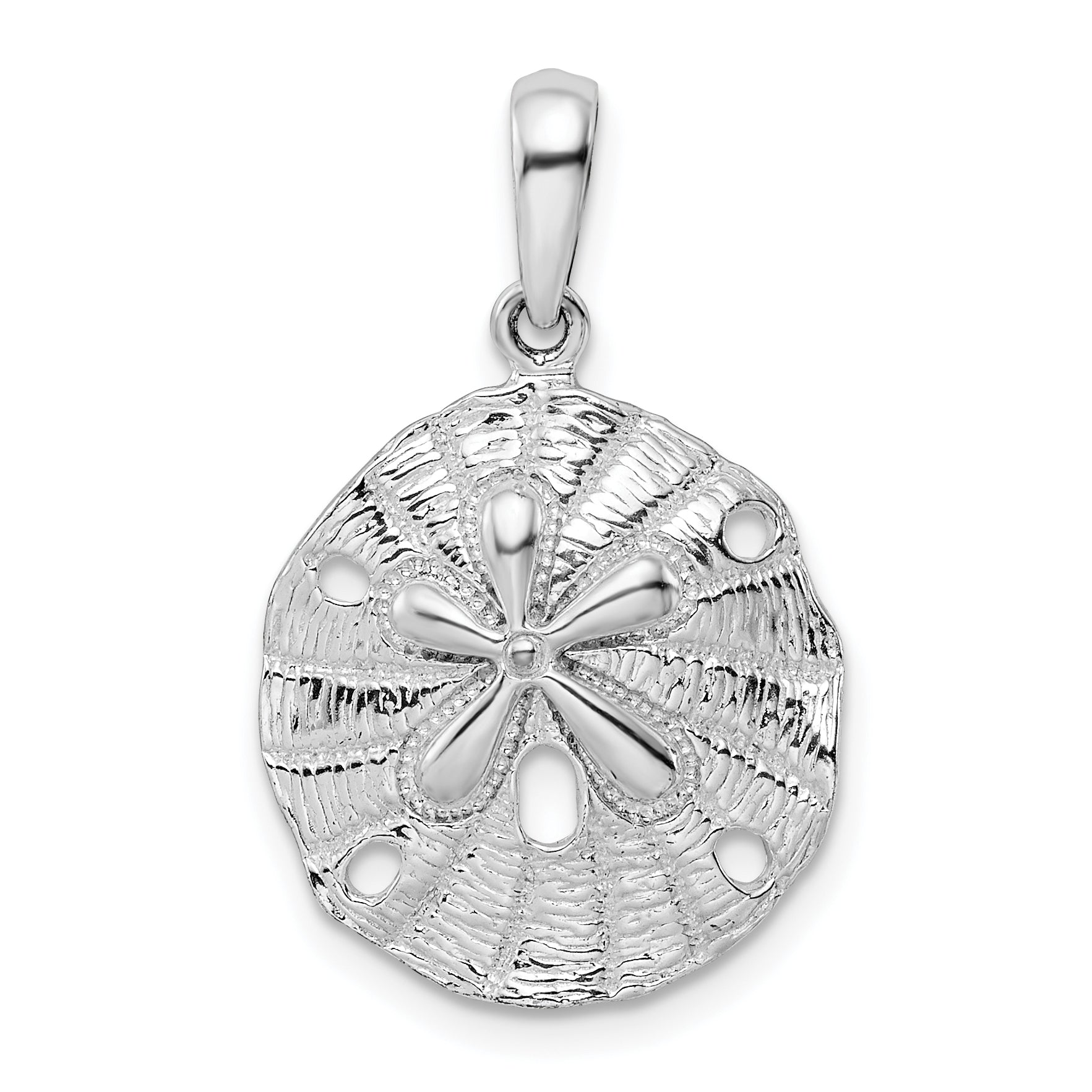 De-Ani Sterling Silver Rhodium-Plated Polished and Textured Sand Dollar Pendant Main image